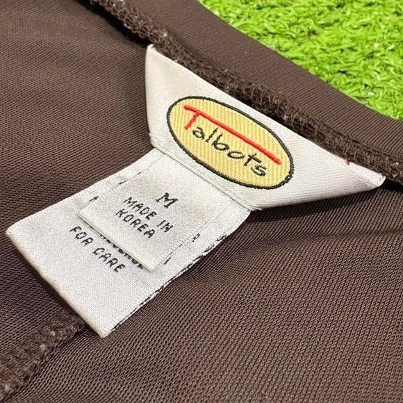 Vintage Talbots Size M Baggy Wide Leg Casual Pull On Pants Espresso Brown Flowy