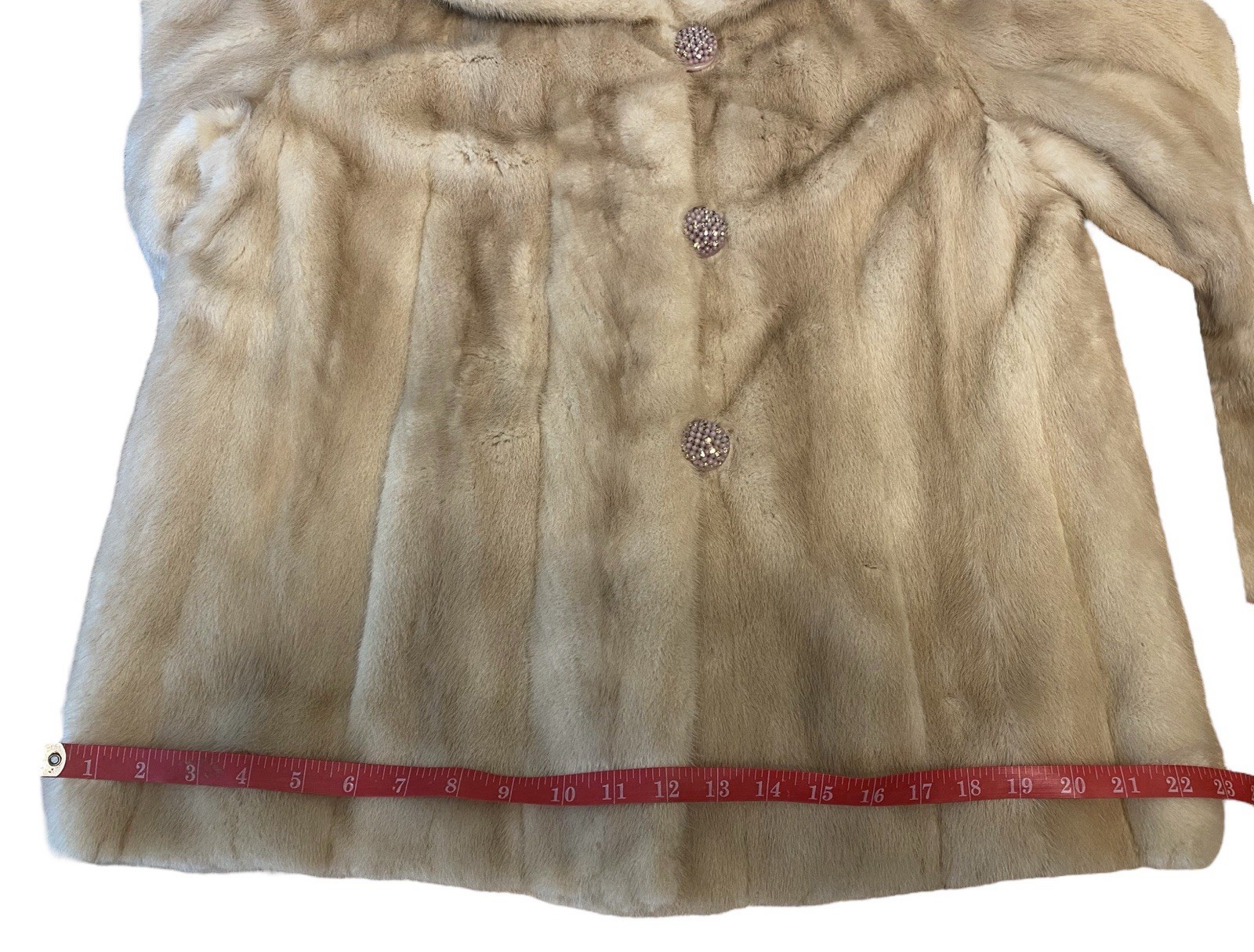 VTG 26” Natural Tourmaline Mink Fur Swing Coat Women’s Sz S/M Montaldos