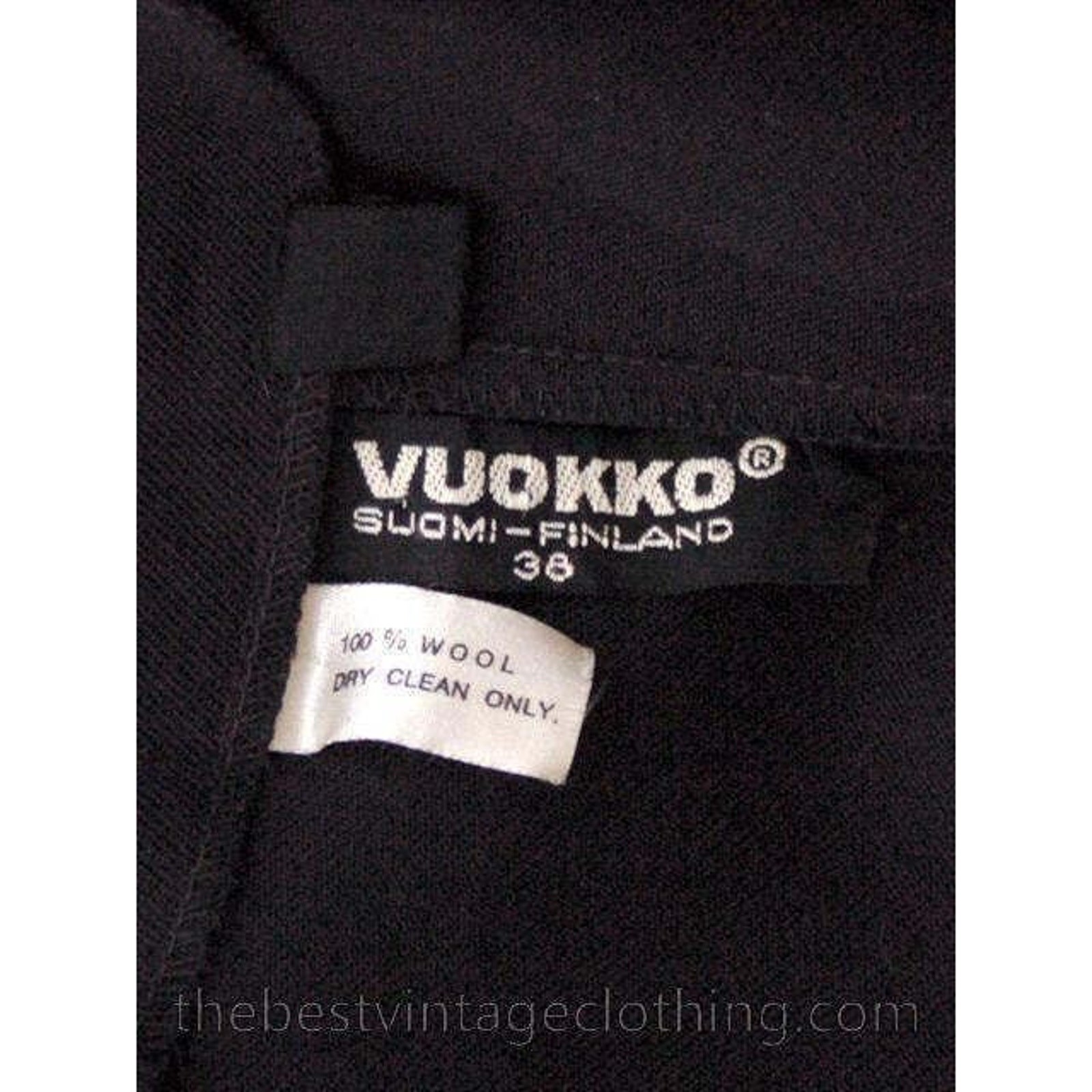 Vintage Rare Vuokko Black Circle Motif Finest Wool Voile Maxi Dress 1970s M 38