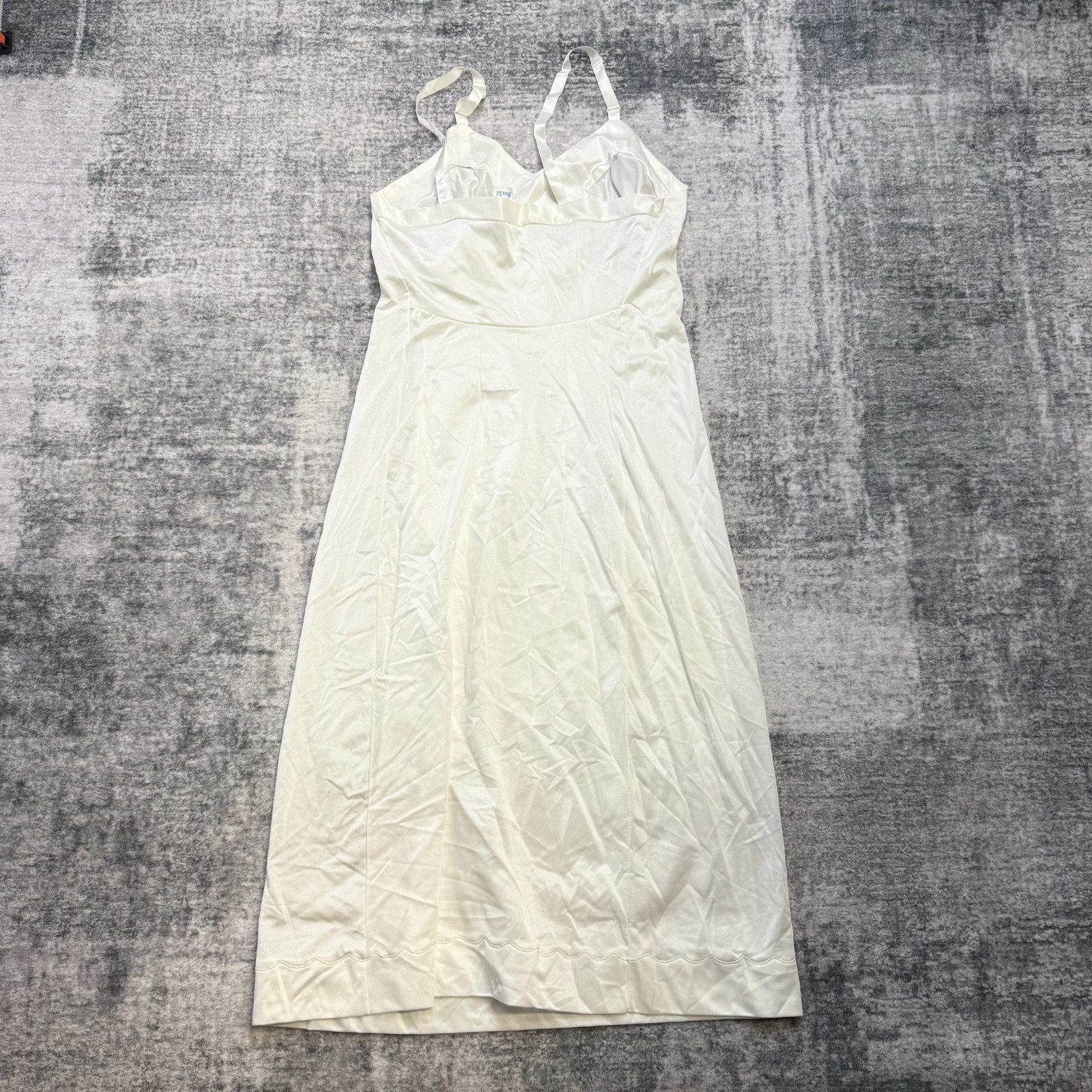 VTG Movie Star Full Slip Dress Nightgown Womens 32 Ivory Satin Lingerie USA Made