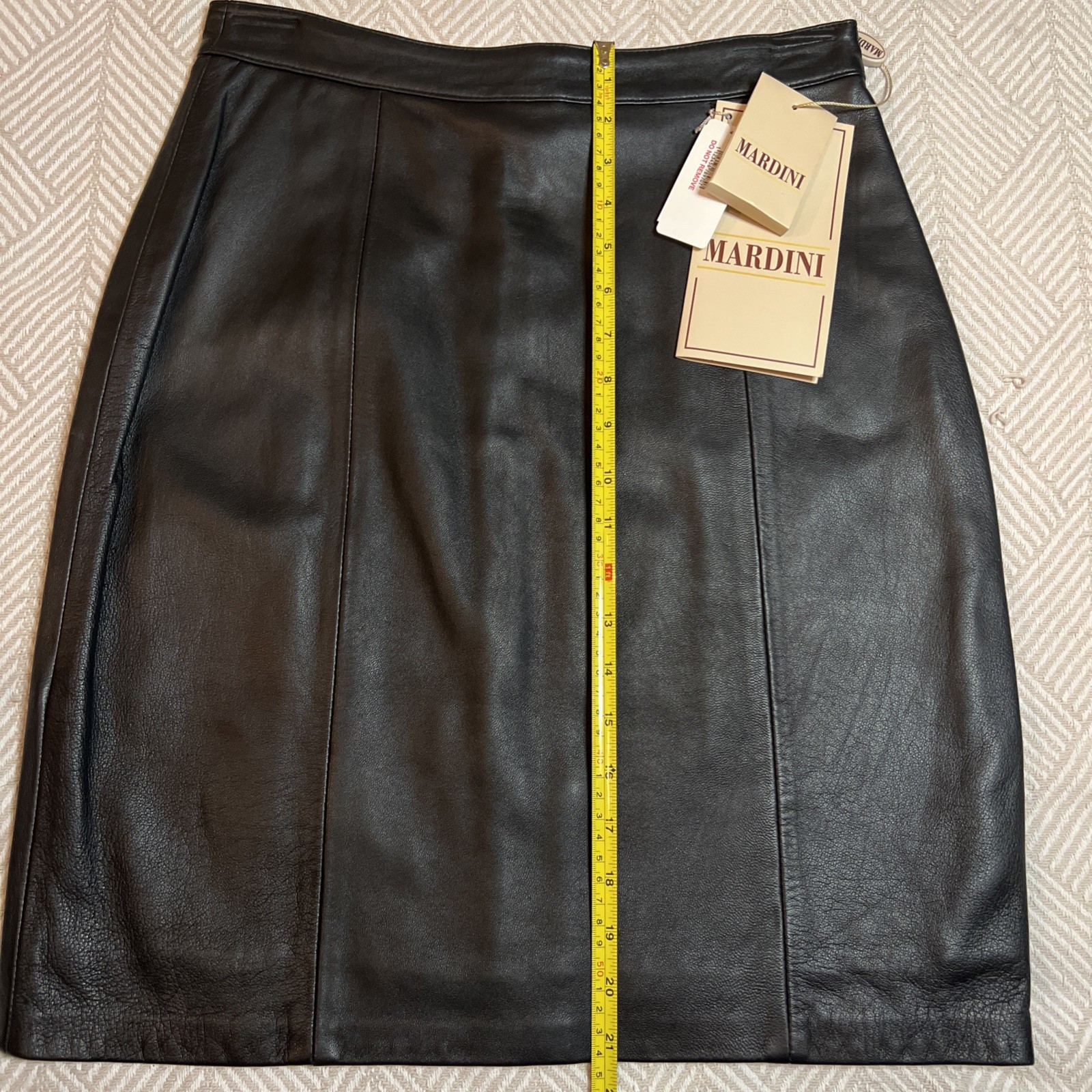 MARDINI Black REAL Leather Lined Pencil Skirt NWT Pinup Retro Goth Vintage