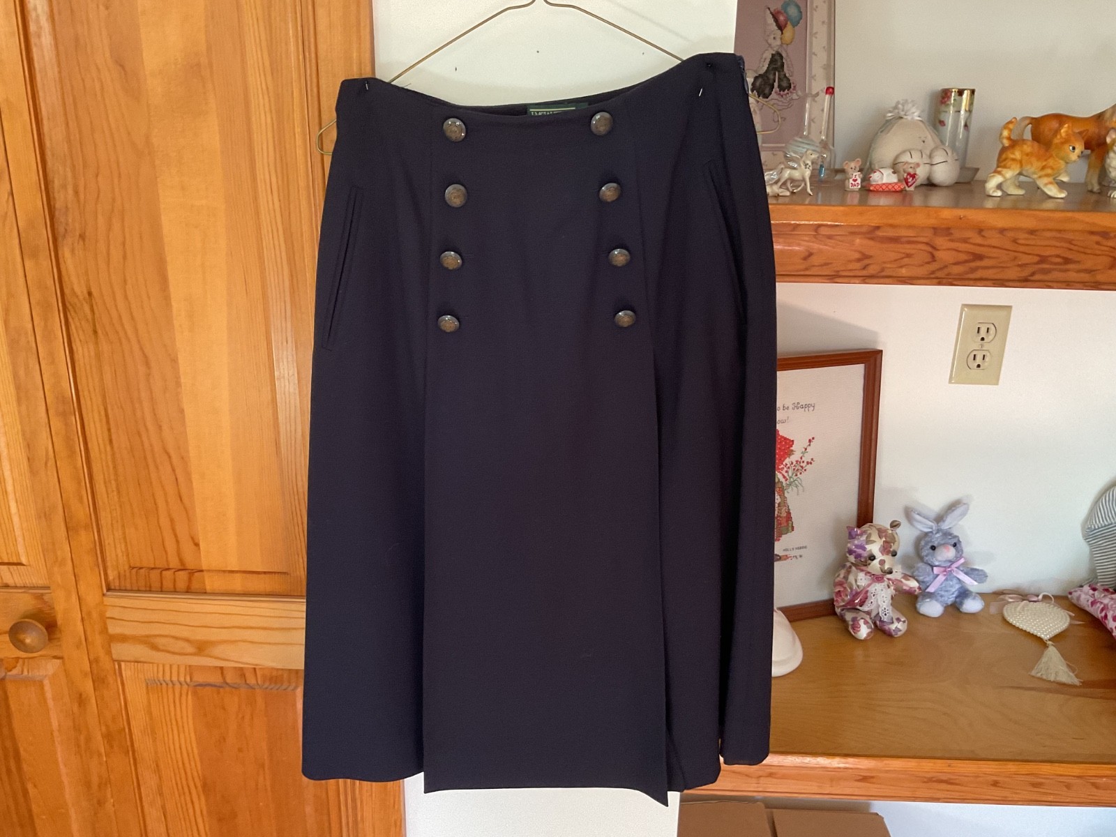 Vtg J McLaughlin for Sanyo Classic Navy Blue Wool Skirt Size 10 USA Preppy Smart