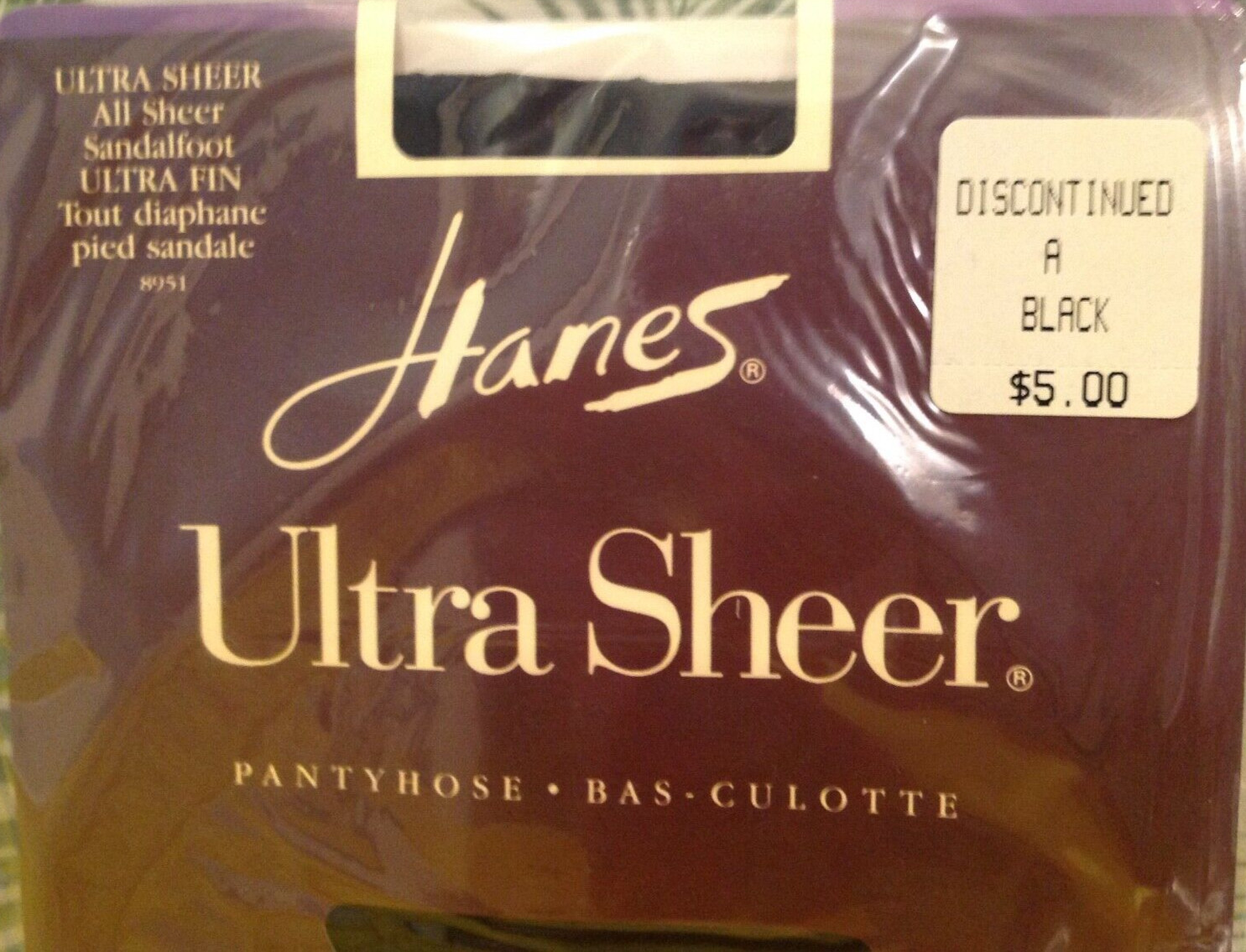 Vintage Pantyhose Hanes Ultra Sheer Color Black size A B003C