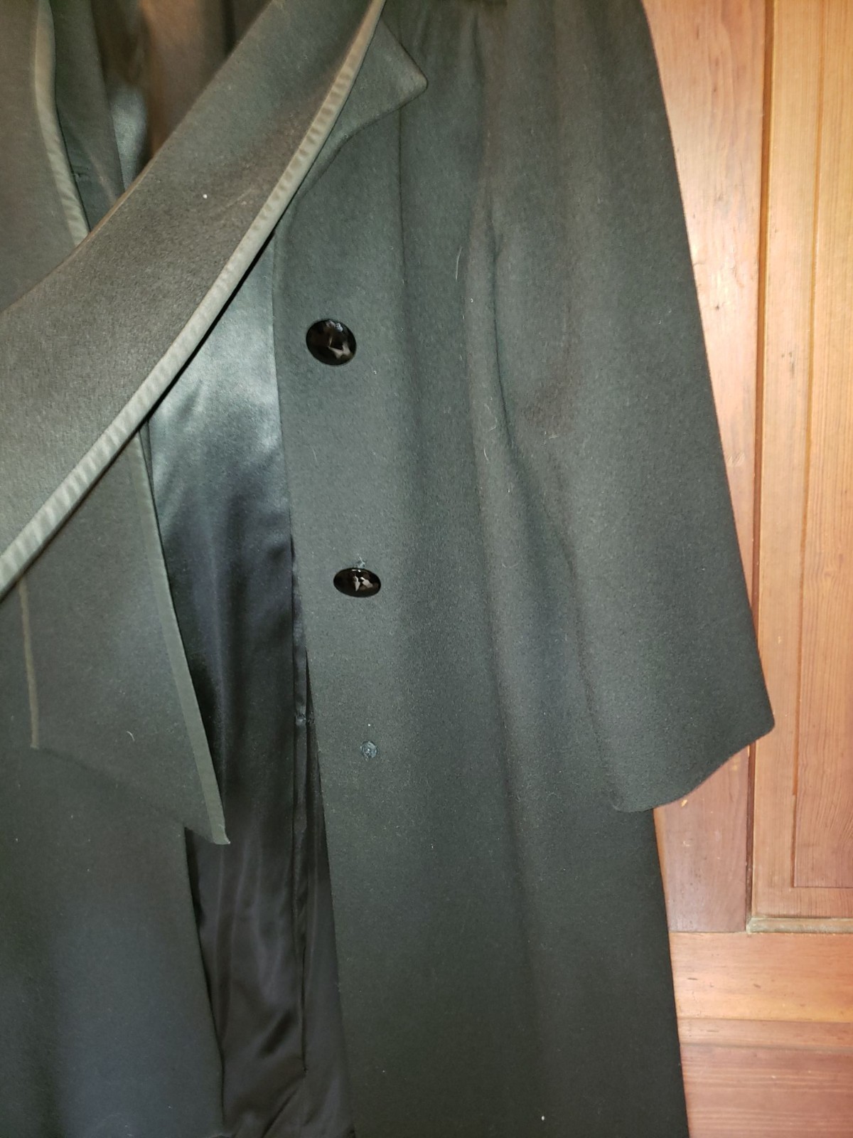 Vintage Pauline Trigere Full-Length Black Wool Women’s Dress Coat Trench Coat 12