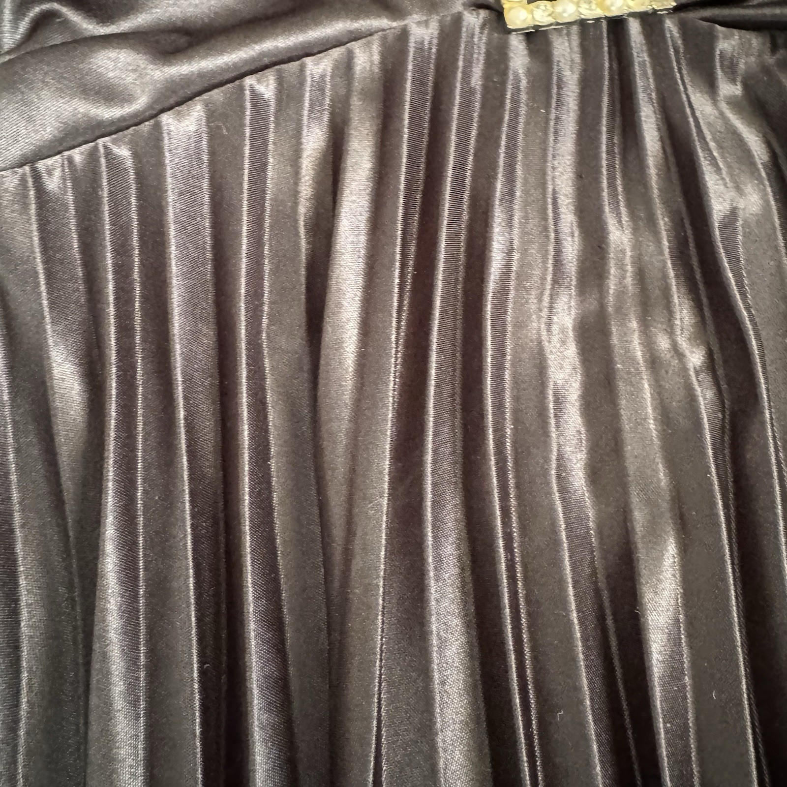 Vintage Y2K Speechless Midi Party Dress Halter Pleated Satin Black Sz S 2000s