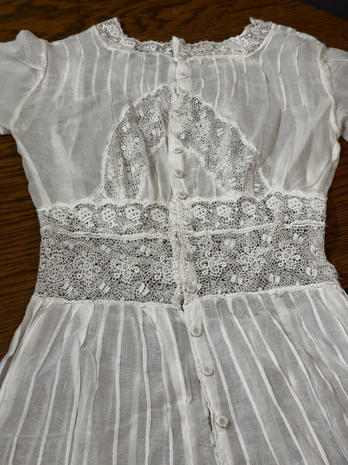 Antique Edwardian White Cotton /Crochet/Lace/ Tea/Day DRESS