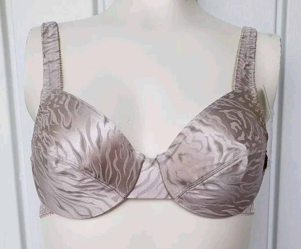 NEW NWT Vassarette 75-240 Shiny Second Skin Liquid Satin Animal Print UW Bra 34B