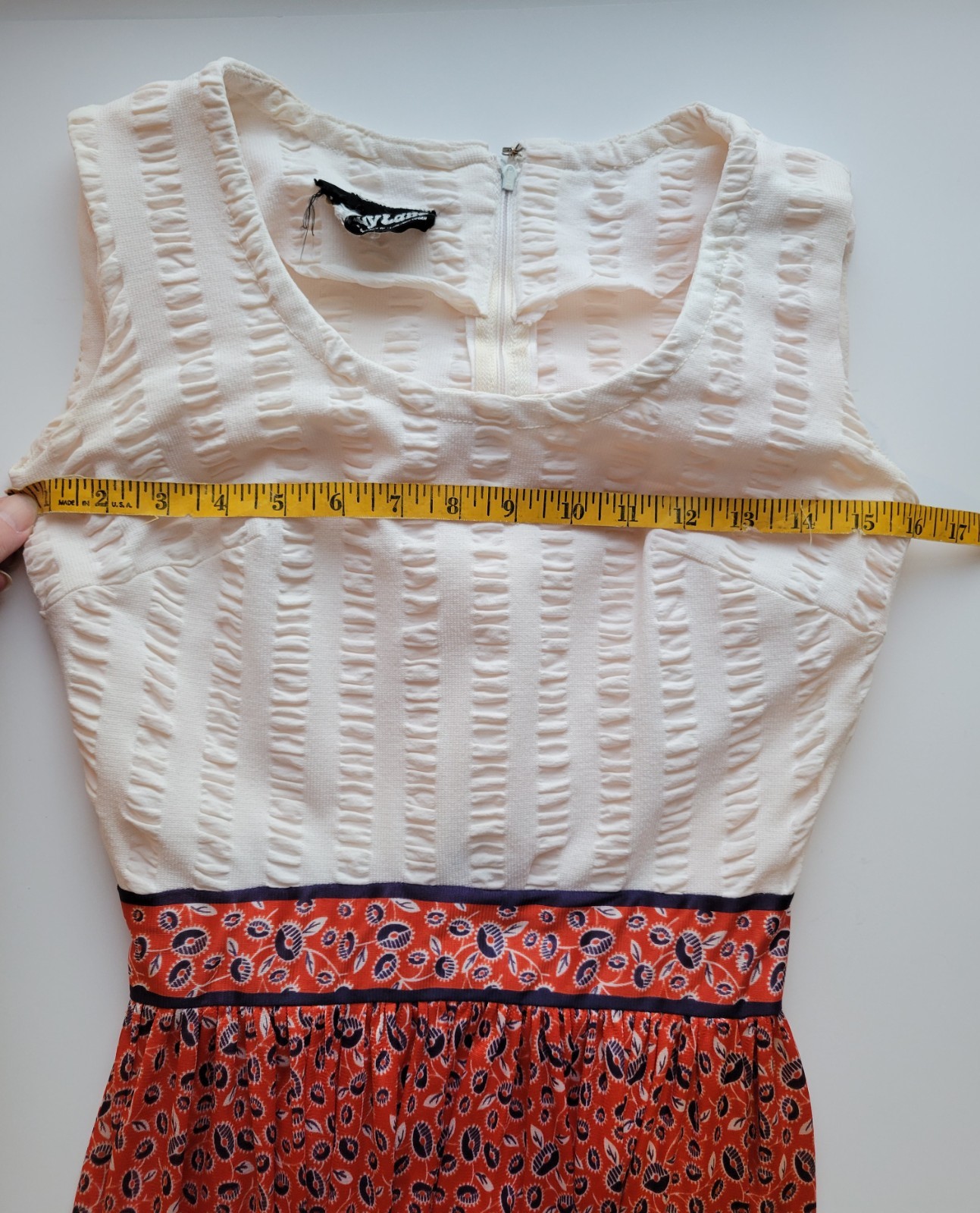 VTG 60’s 70’s Shady Lane Red White & Blue Floral Cottage Dress