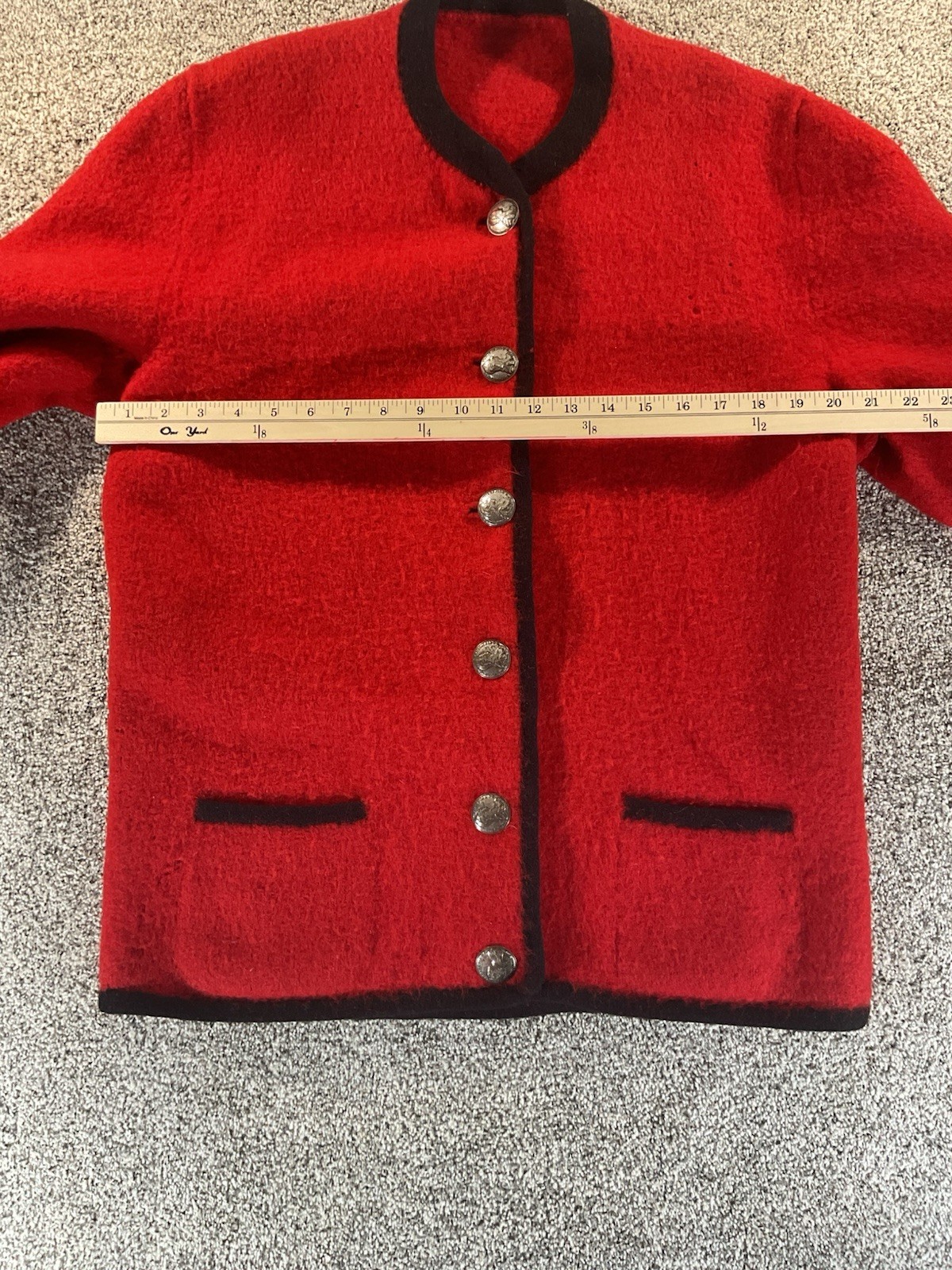 Dachstein Walk-Janker Loden Wool Jacket Red Black Vintage
