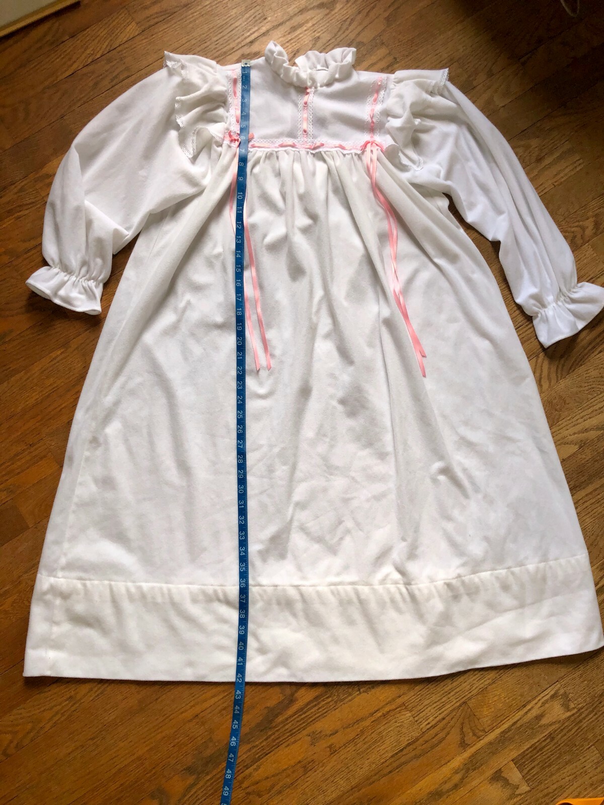 Vintage Pleasant American Girl Samantha Nightgown Juniors White Pink Ribbon Sz L