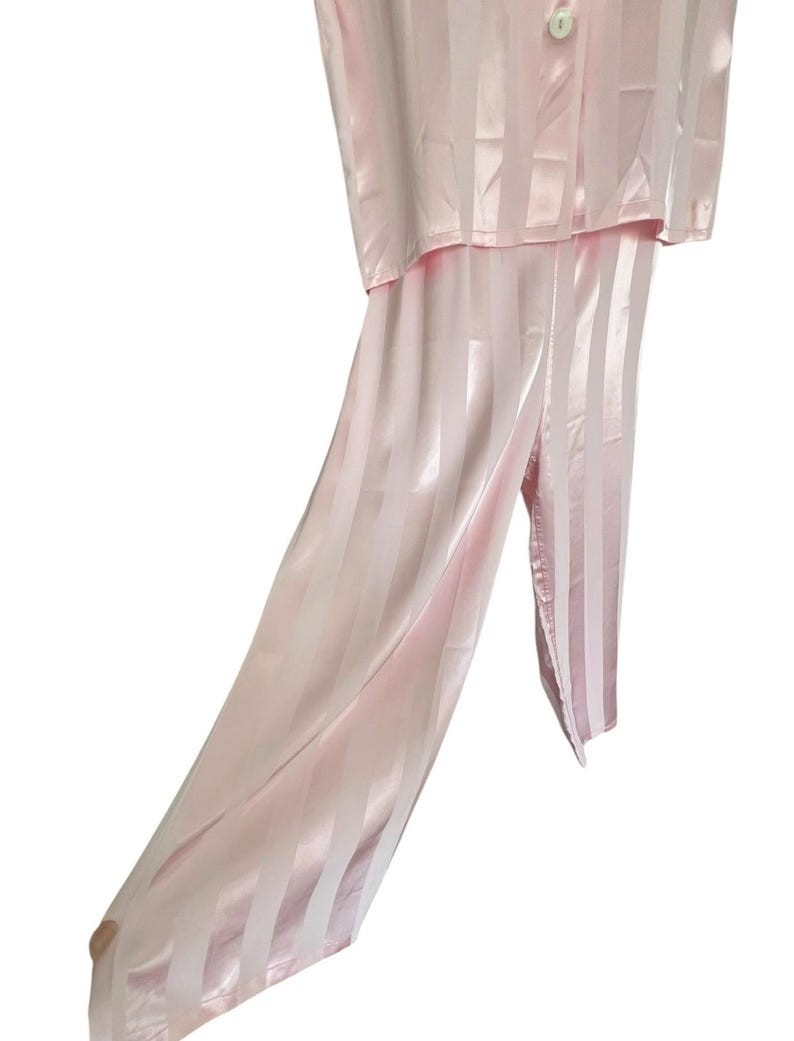 1940’s 1950’s Rare Vintage Soft Pink Striped Satin Silky Lounging PJ’s