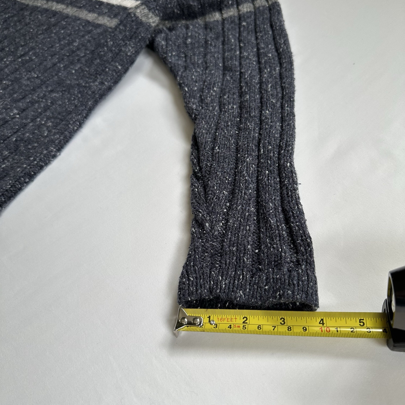 VTG 90s Striped Blue White Gray Ribbed Sweater Genuine Sonoma Jean Company Large