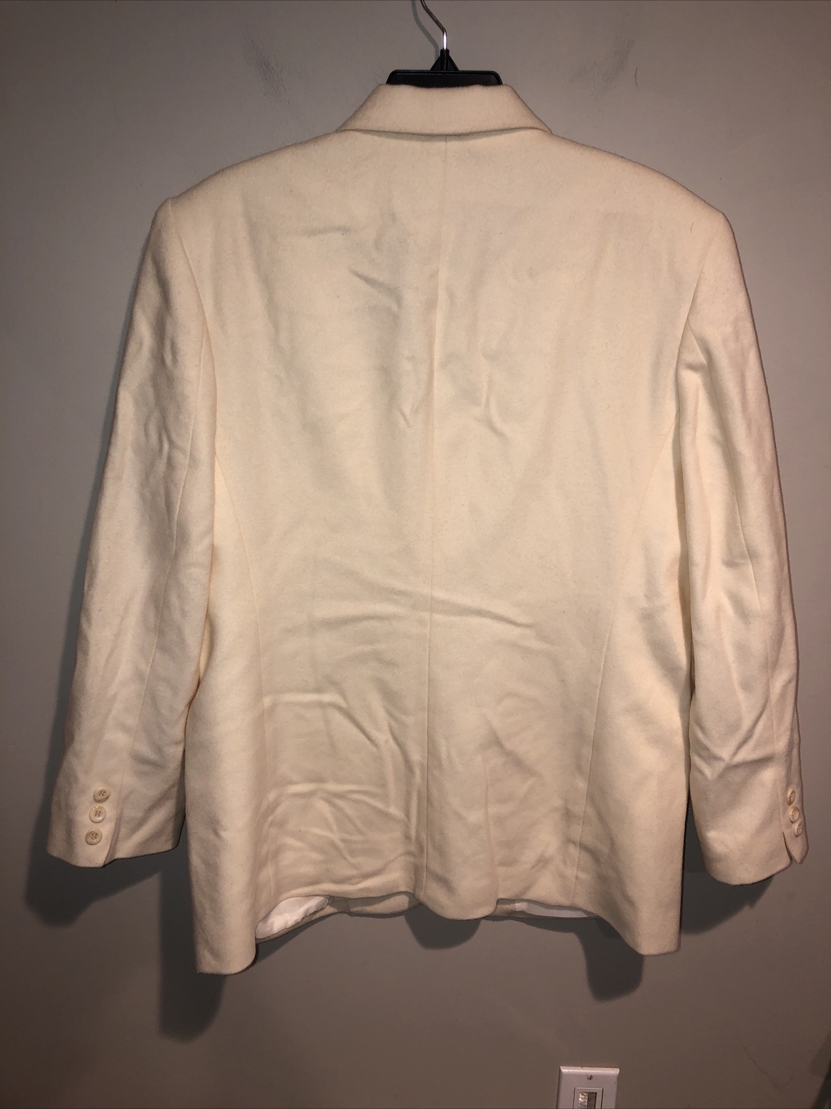 Vintage Hunt Club Cream Wool & Lamb Wool Blazer Jacket Shoulder Pads Sz 14