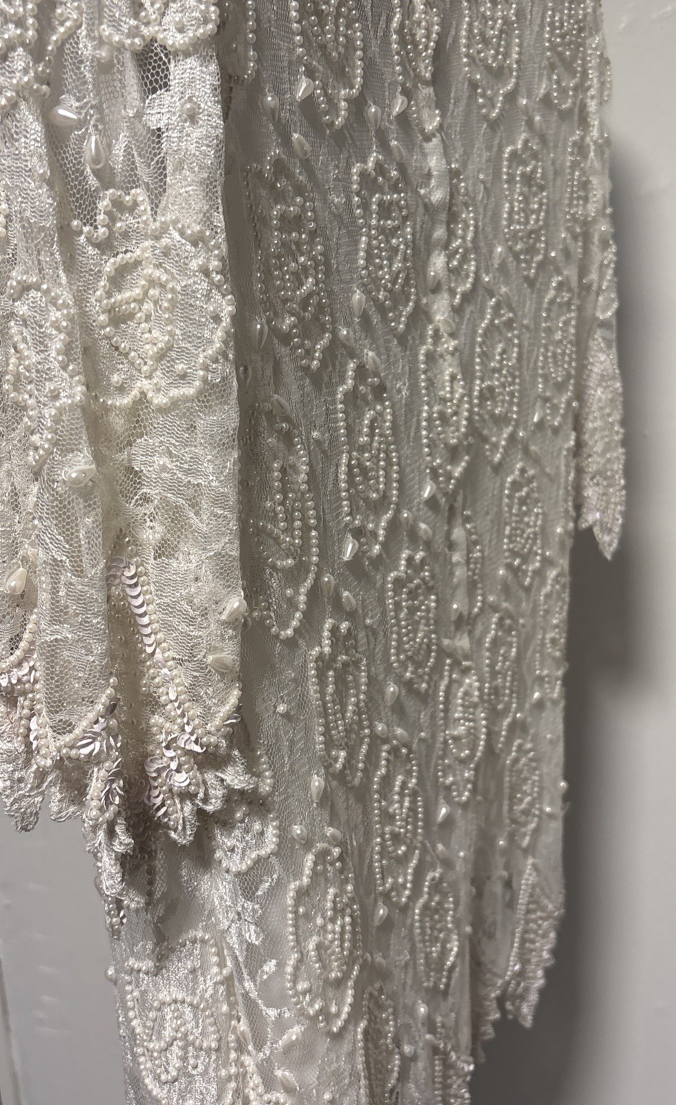 VINTAGE Creative Touch Sequined & Beaded Ivory Women’s Top – L