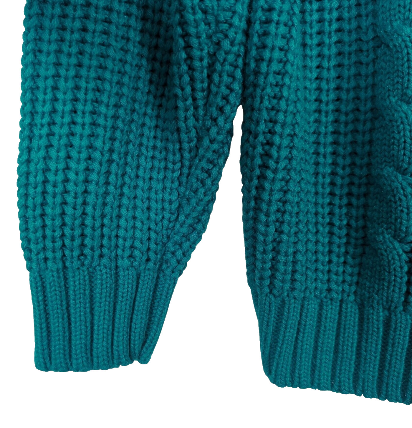 Vintage 80s Ellemmenno Sweater Teal Size M Cable Knit Mock Neck Acrylic