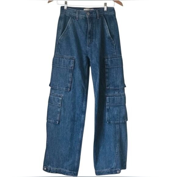 Denim Forum By Aritzia 90s Millie High Rise Cargo Wide Leg Jeans, Size 24