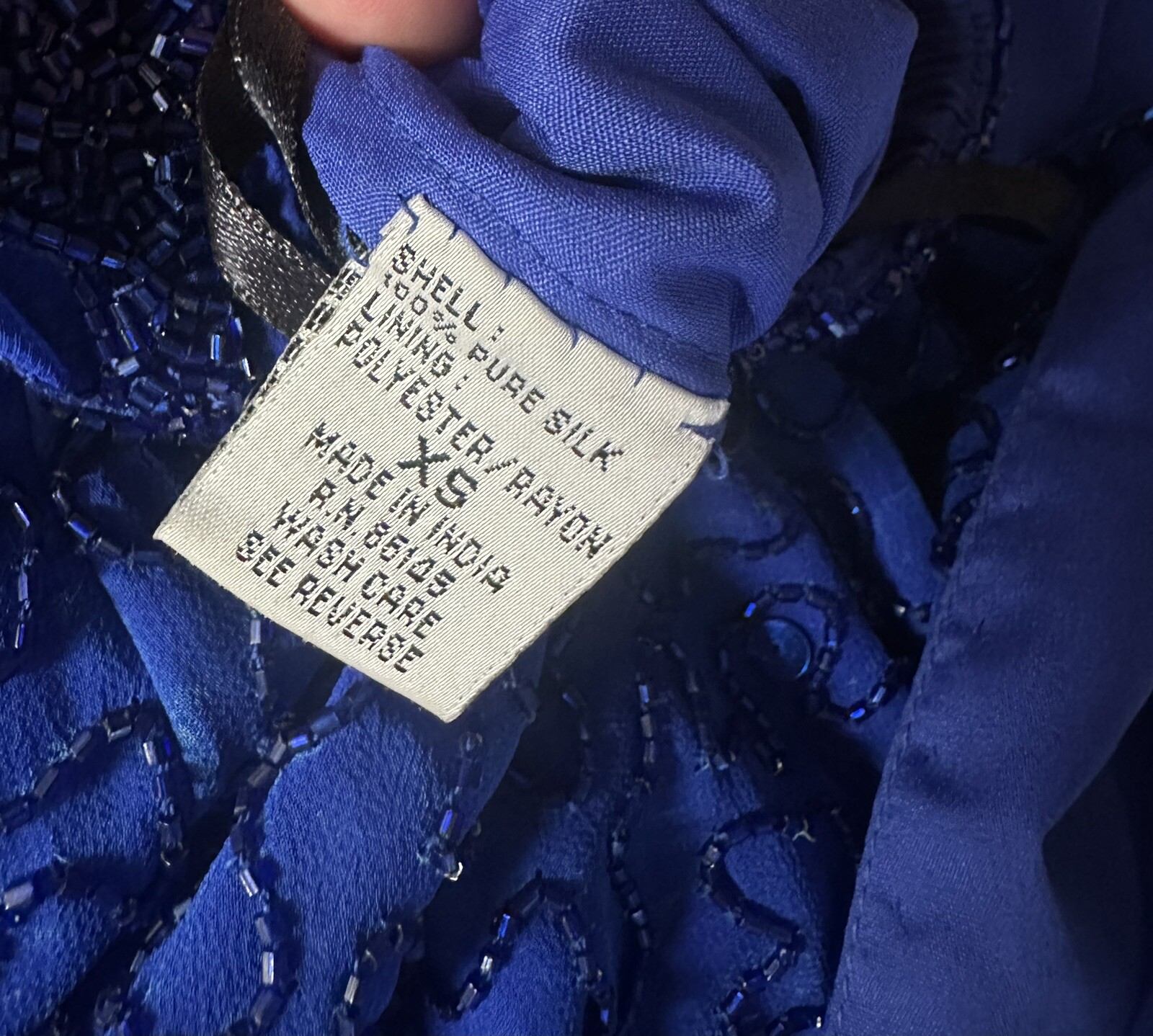 Gorg Vintage Andretta Donatello 100% Silk Fully Beaded Blue Gown/Dress Size XS