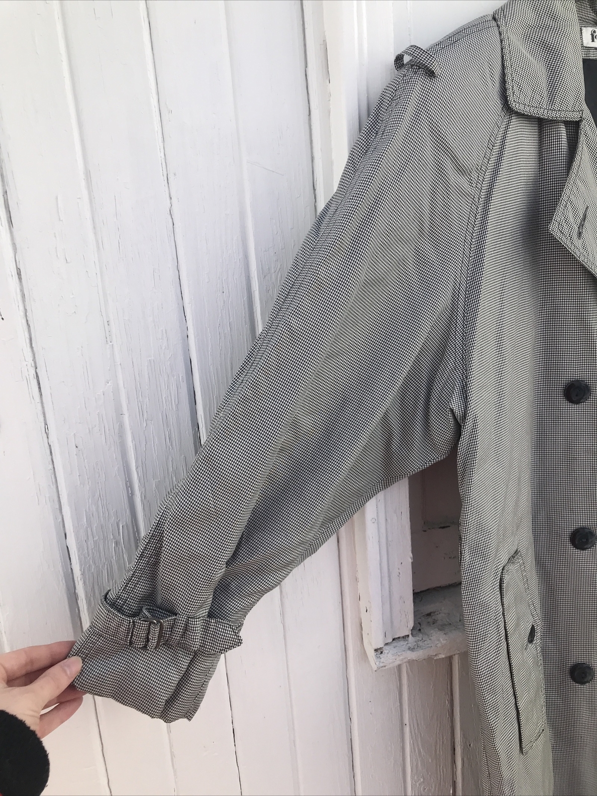 VTG Women’s Coat 80s 90s Large Forecaster Boston USA Size 12 Silver Trench Belt