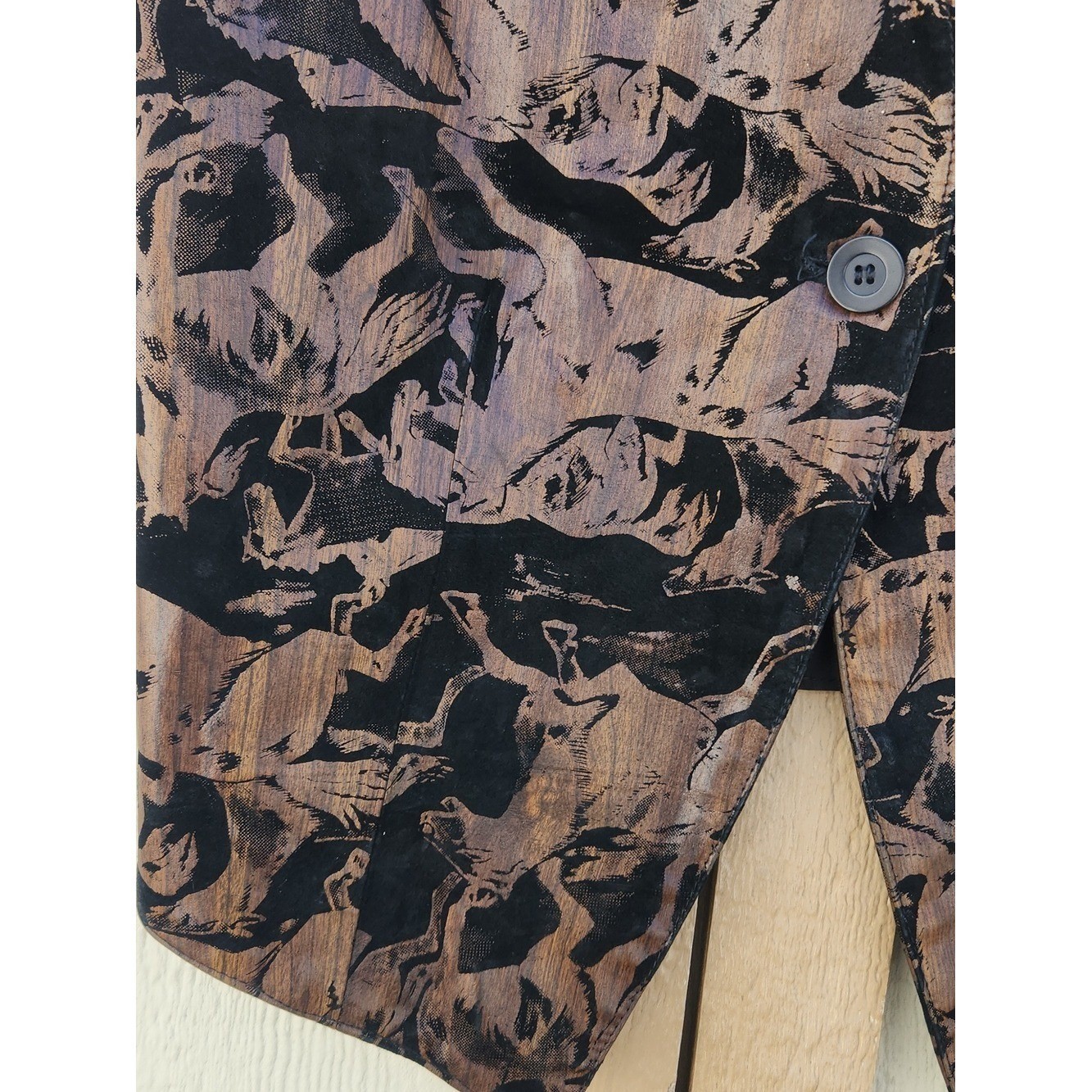 Vintage Leather Wild Horse Print Nashville Country Vest Large Farm Boho Pattern
