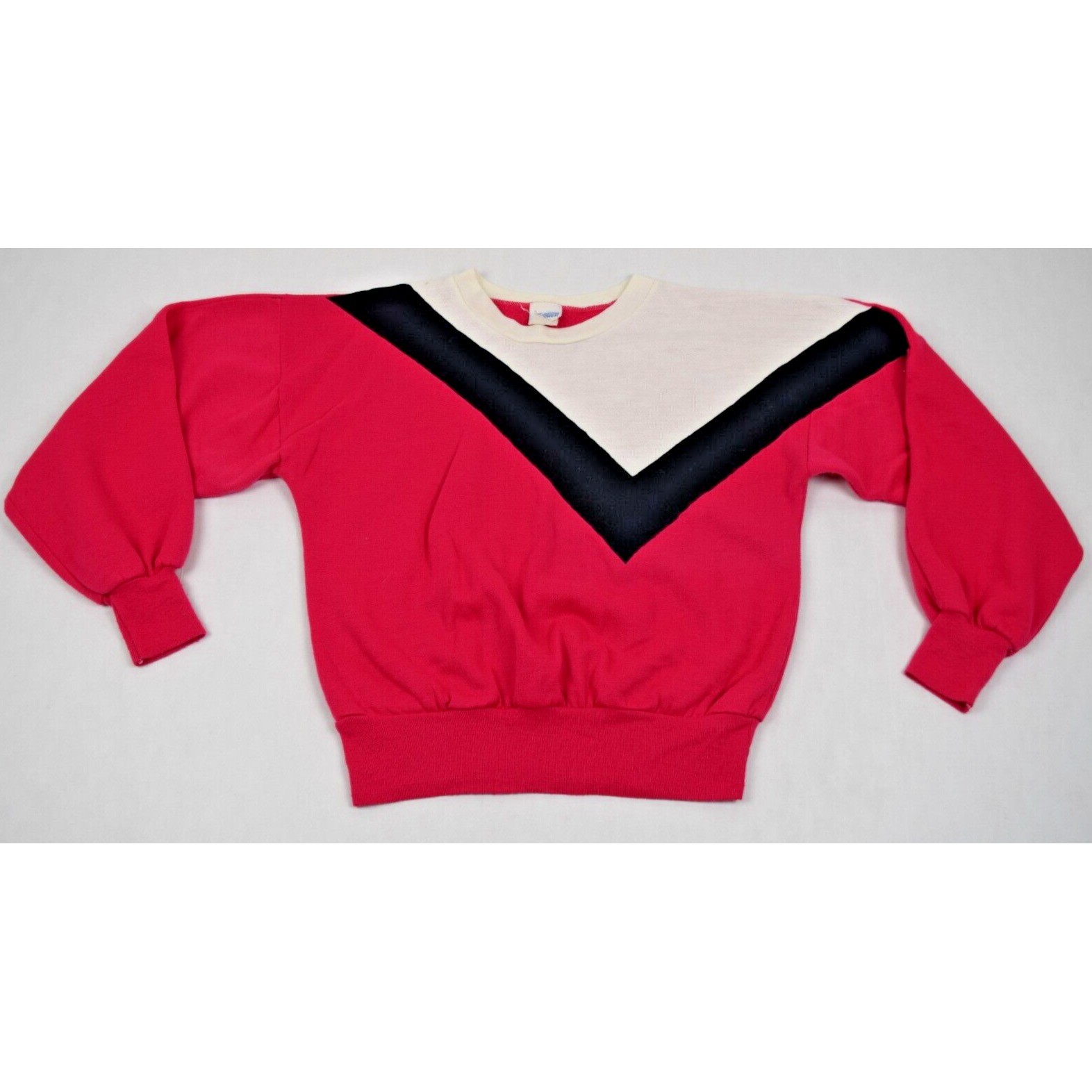 Vintage Sweatshirt Leggs Activewear Size S 80s Pink Black Geometric Made USA