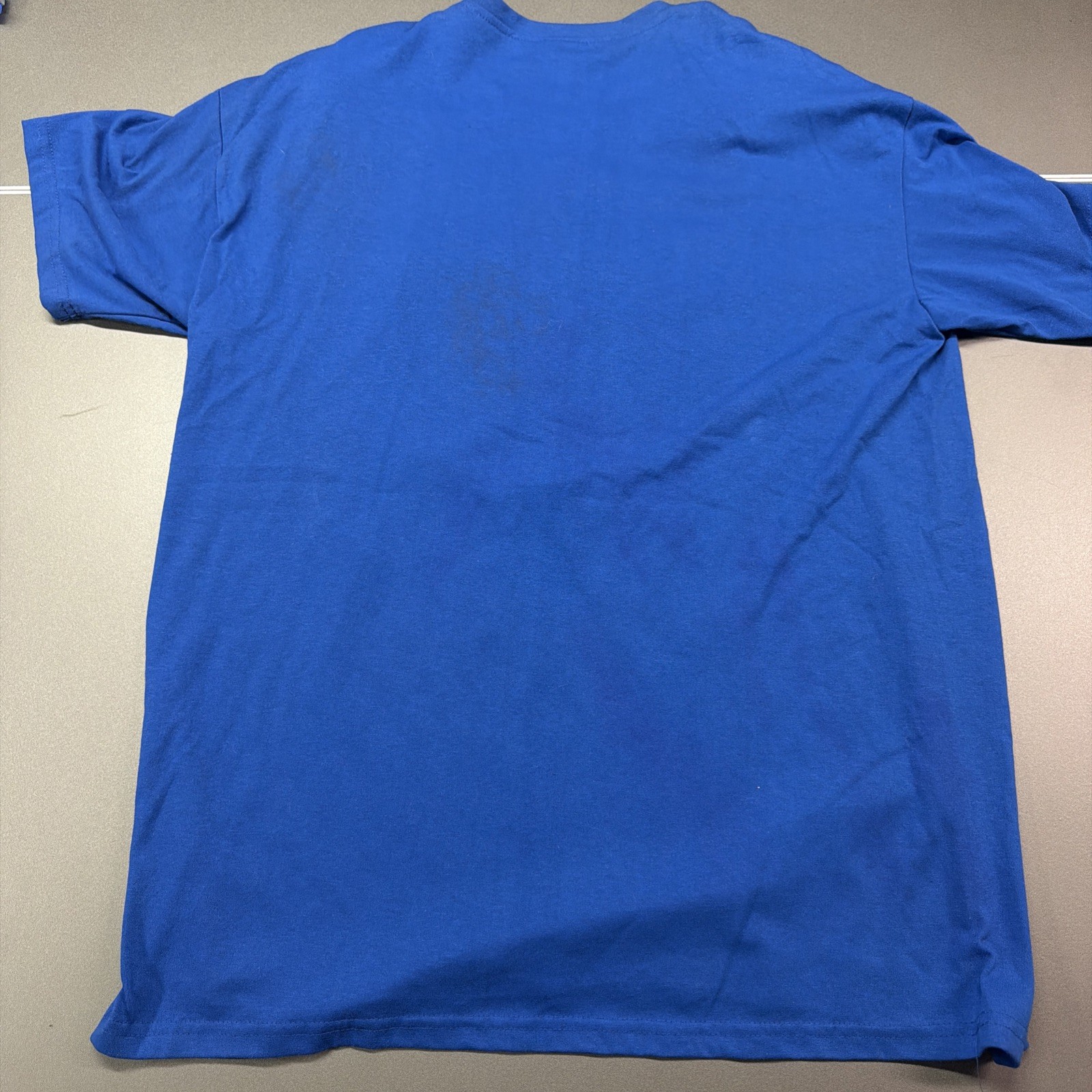 Vintage 90s Puff Paint Fashion Fruit T-Shirt Blue Painted Jewels Shoulder Pads