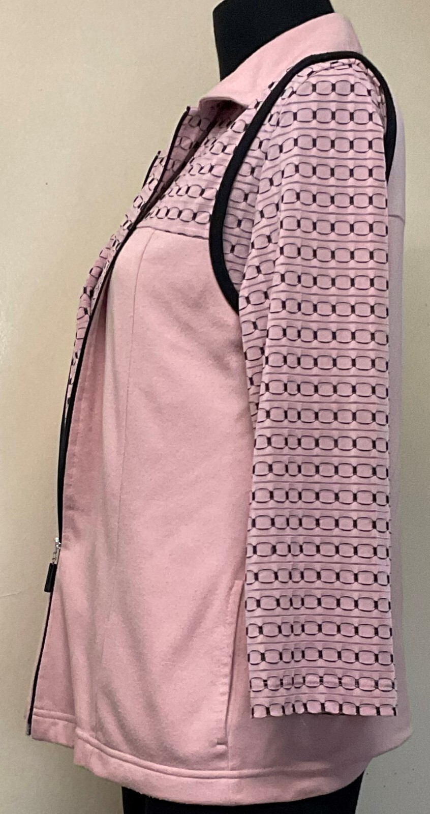 Vintage Pink w/Black Trim Jacket Set by Cafe Au Lait Made in Canada Size Medium