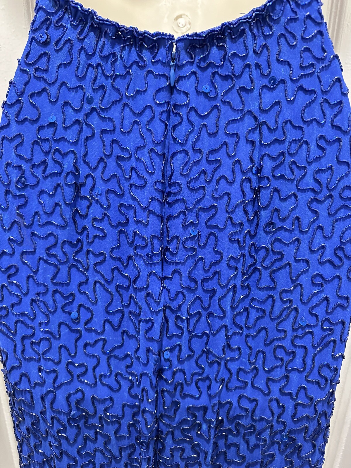 Gorg Vintage Andretta Donatello 100% Silk Fully Beaded Blue Gown/Dress Size XS