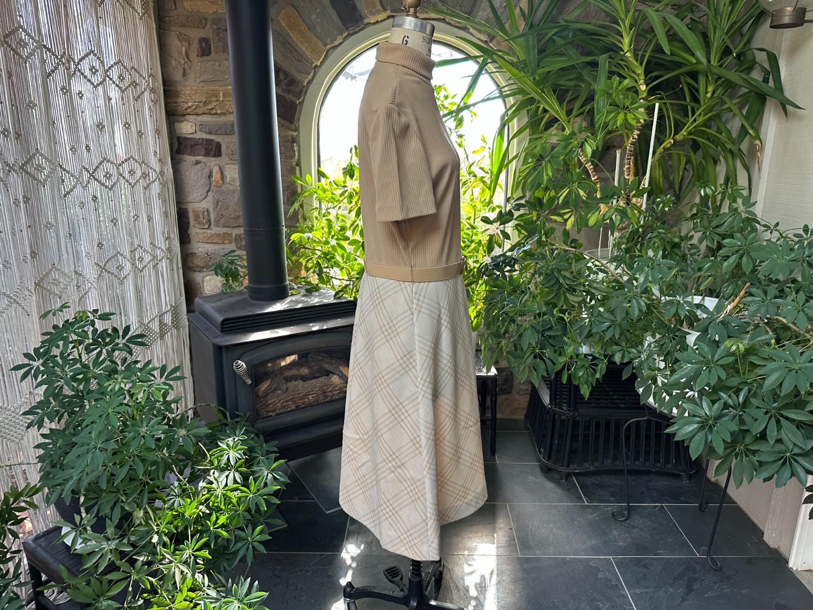 Vintage 1970s Ivory and Beige Dress with Jacket Kay Windsor The Look You Love