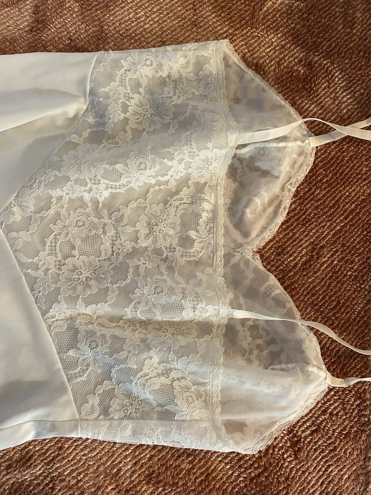 Vanity Fair Vintage Lace Bodice Ivory Mini Slip Dress Size 34 Small VGC