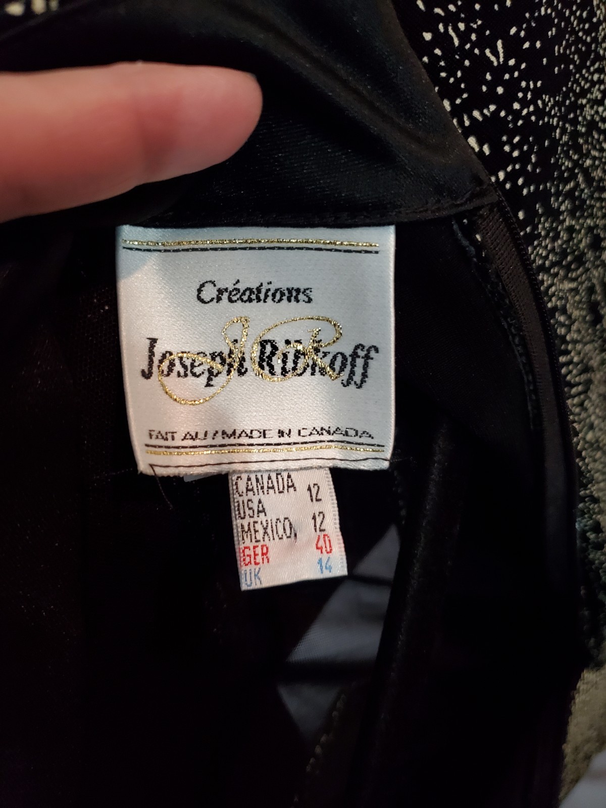 JOSEPH RIBKOFF Vintage Dress SIZE 12 black velvet stretch glitter 90s Y2K