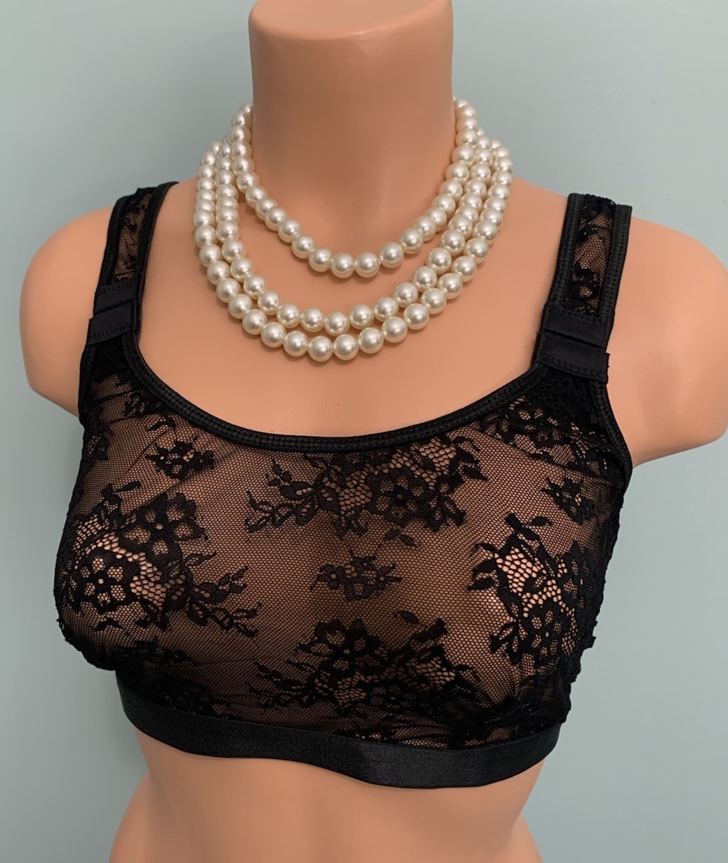 NEW SEE Thru Sheer 38 40 Bra / Bralette Soft NO WIRES XL Unique Design