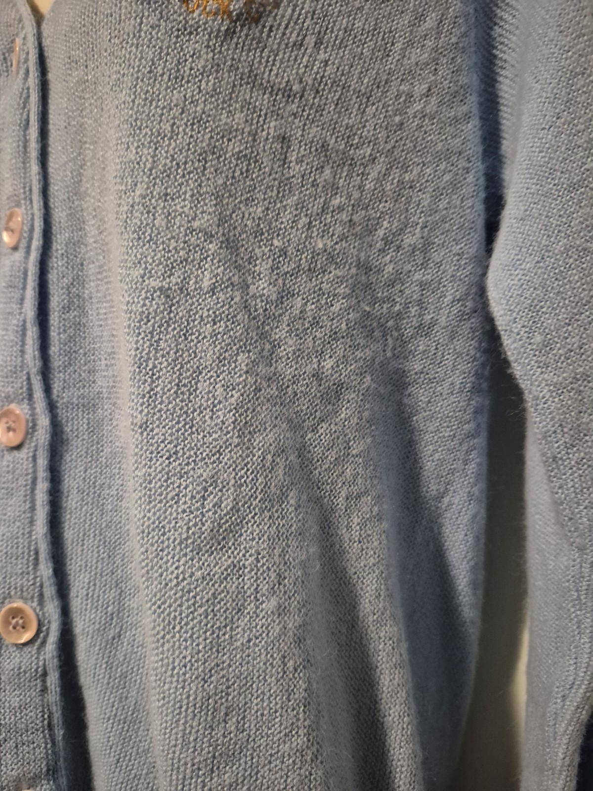 Vintage Lady Pickering Blue V Neck Crest Sweater Women’s Sz M Old School
