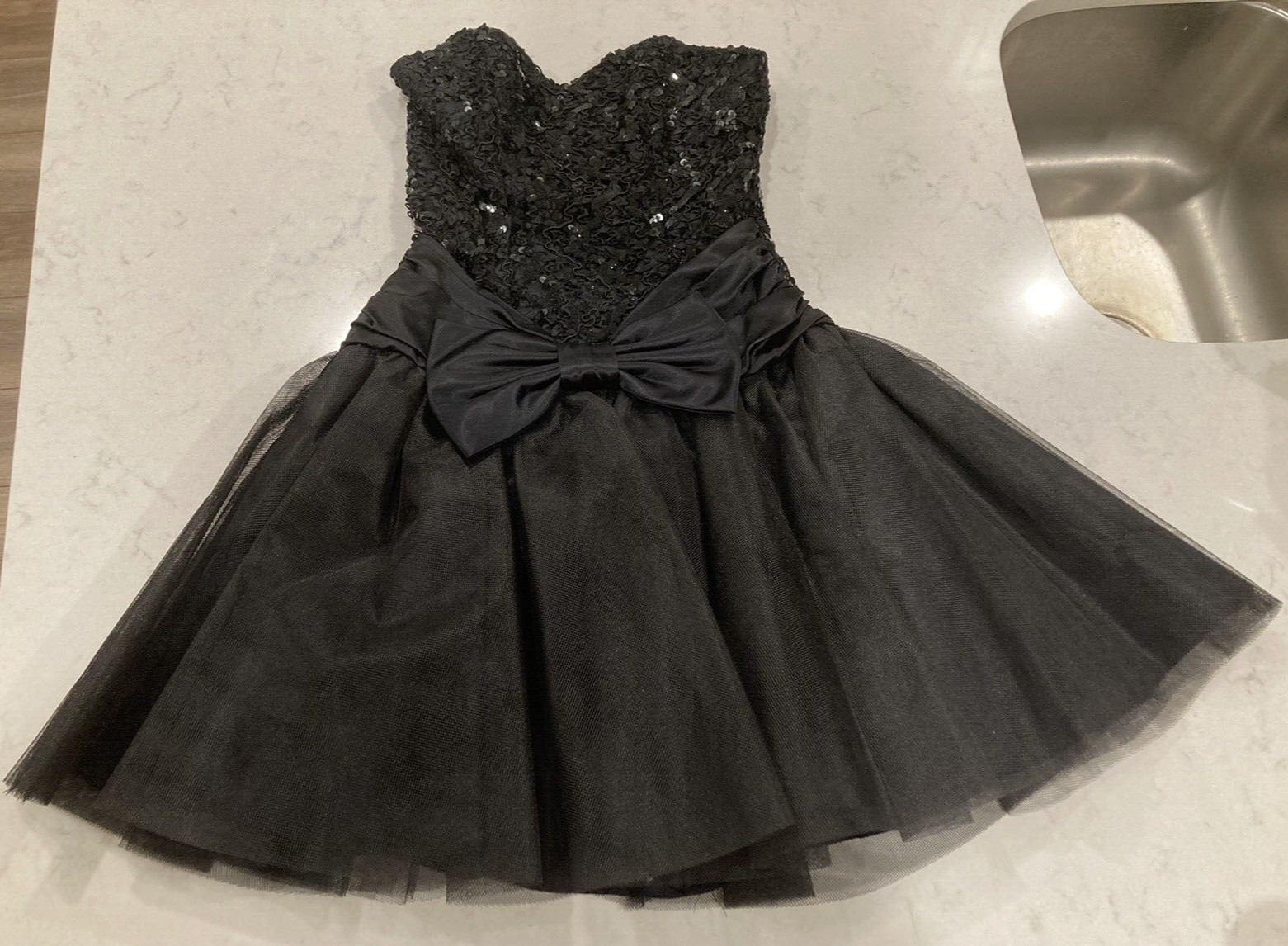 Vintage Scarlett Nite Strapless Black Cocktail Dress/Sequins/bow Size 5/6