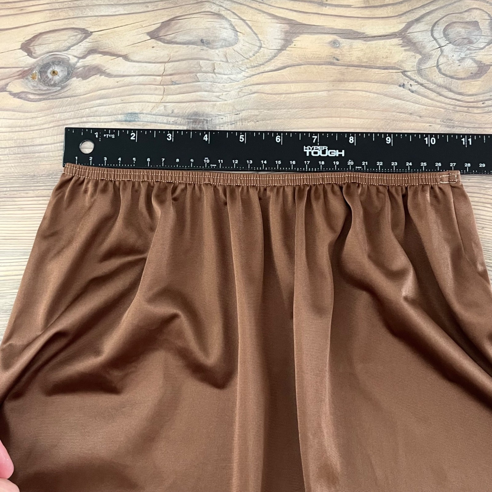 Sears Vtg Slip Skirt Womens M(27-29) Brown with Lace Detail 24″ Length