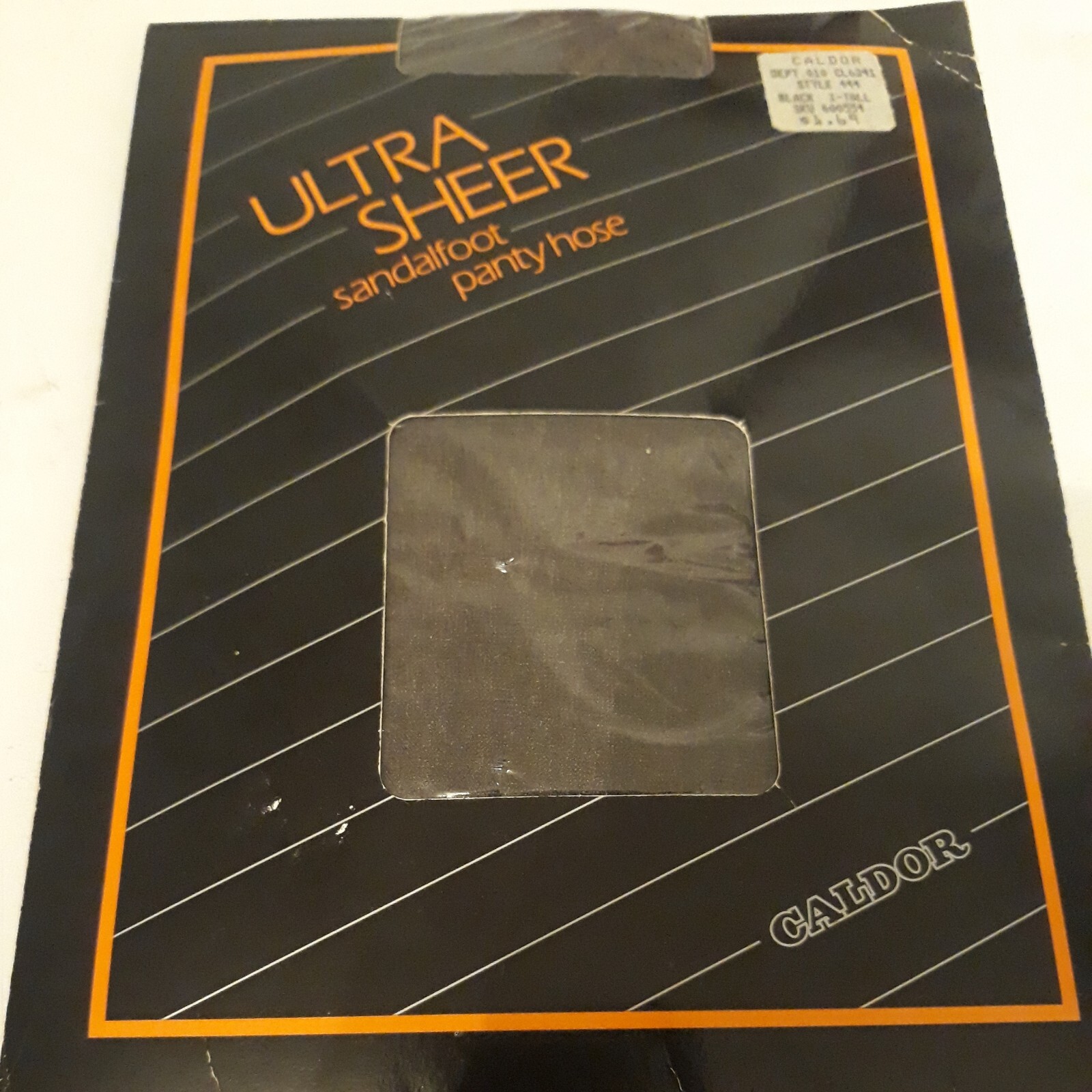 NOS 1980’s Caldor Ultra sheer sandal foot Pantyhose nylon sz X-Tall Black XL B4