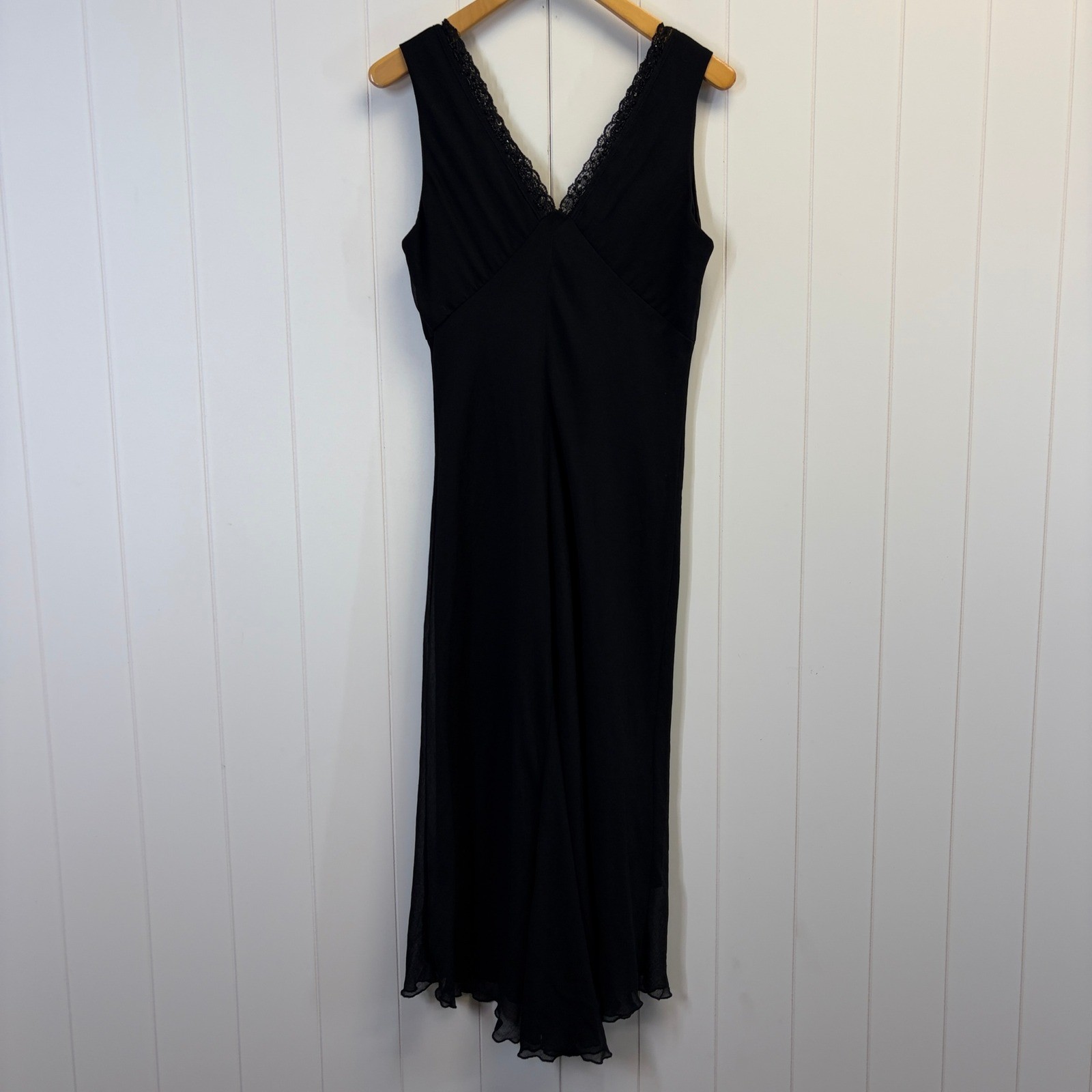 Vintage Jonathan Martin Y2K Babydoll Lettuce Hem Slip Dress Women Size 10 Fairy