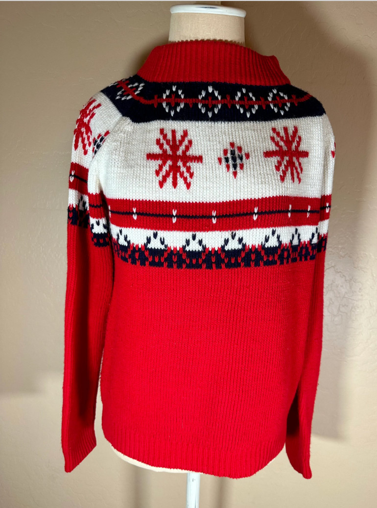 Vintage 90s Scandia Woods Cardigan Sweater Zip Front Deer Design Knit