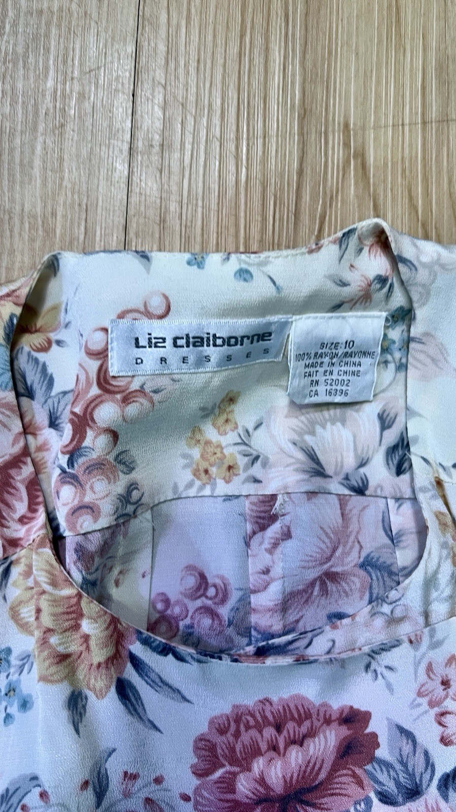 Vintage Liz Claiborne Pleated Floral A-Line Dress Size 10 Button Front Prairie