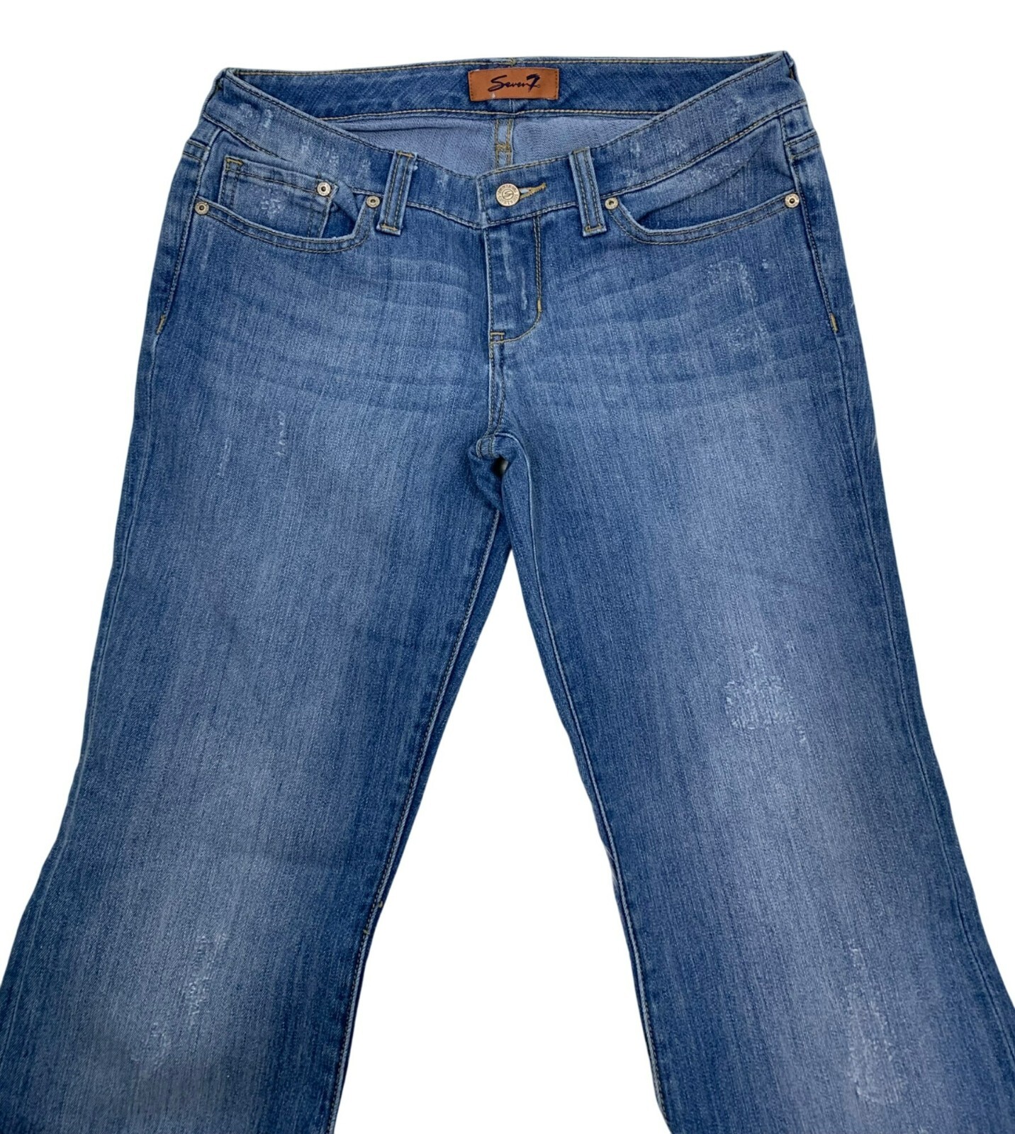 Vtg Lo-Rise Seven7 Bootcut Jeans Size 28 Blue Denim Cotton Blend Y2K 90s Flare