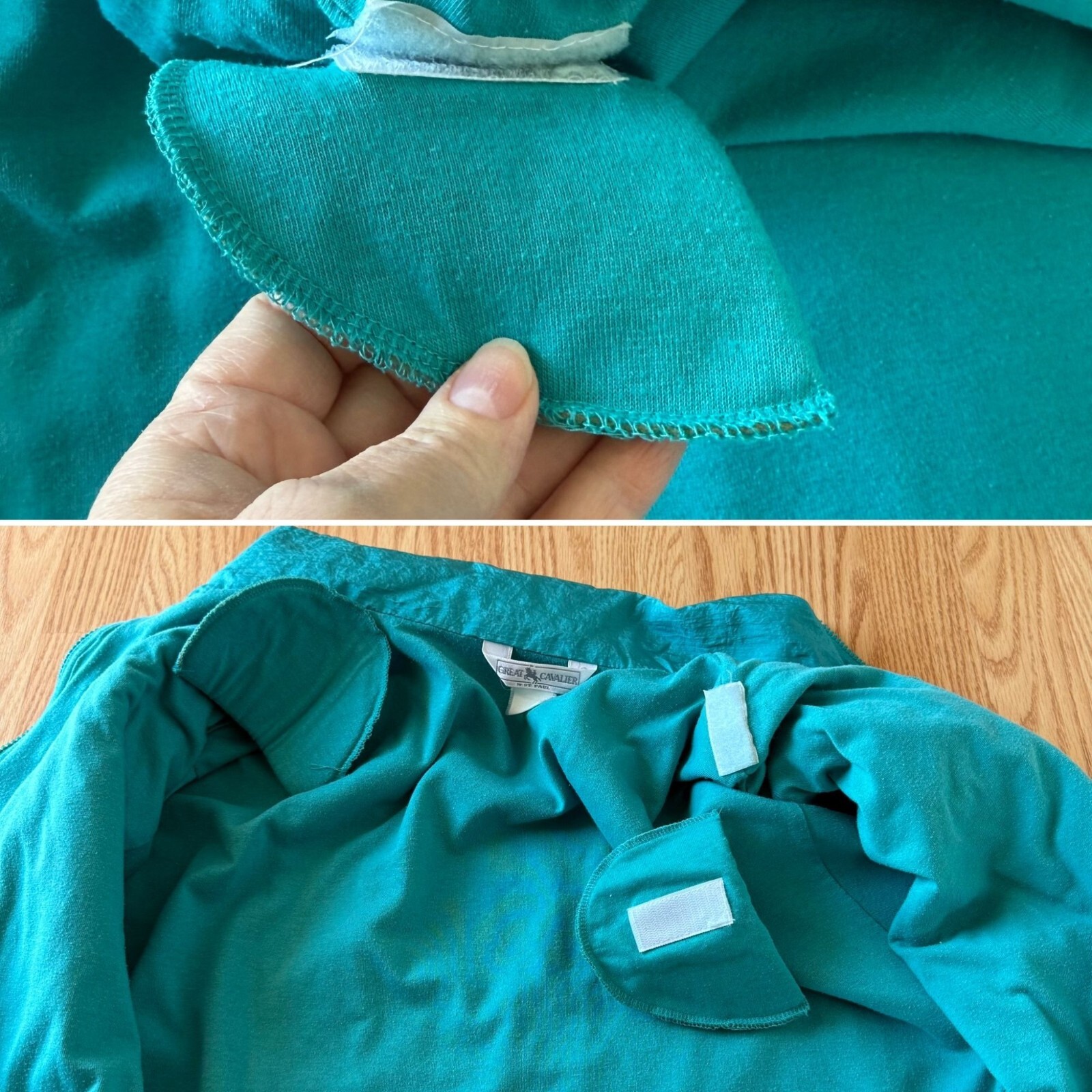 Vintage 1980s Teal Smocked Jacket Retro Sporty Chic Size L to XL