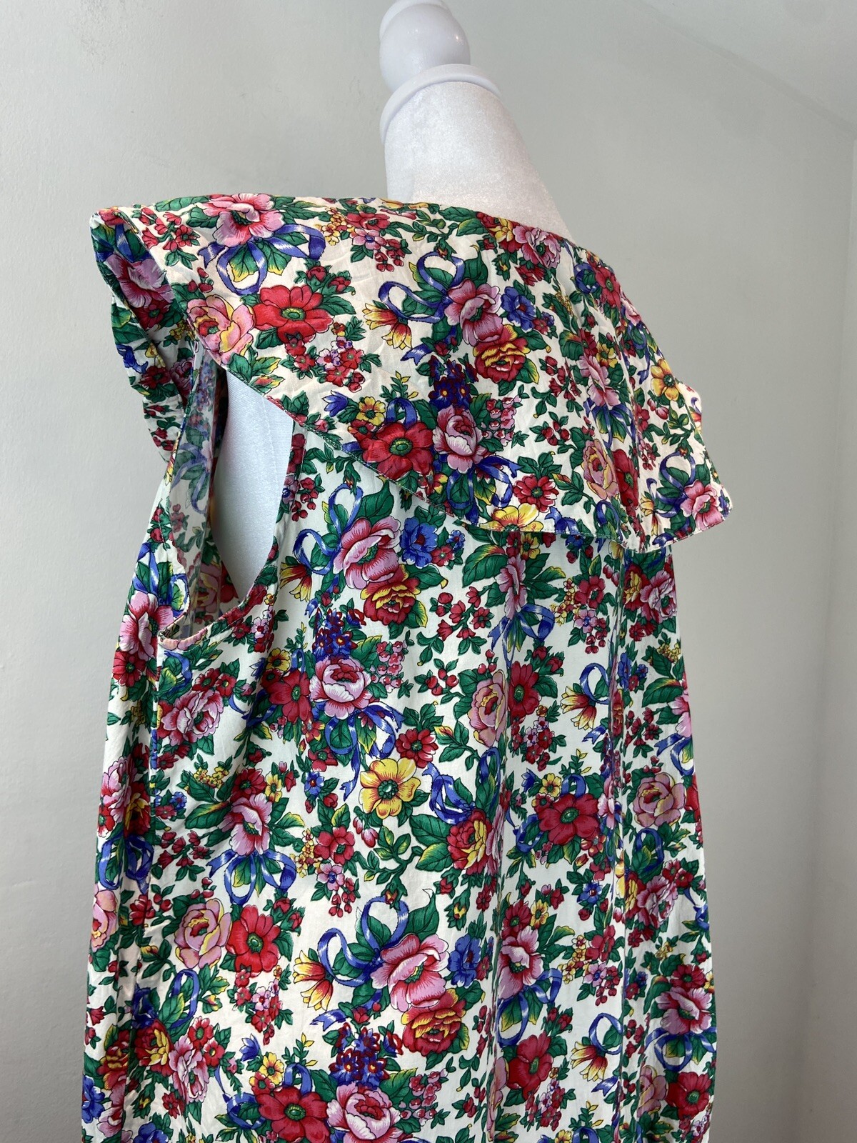 Vintage Womens Multicolor Sleeveless Floral House dress Pilgrim Collar Size 2X