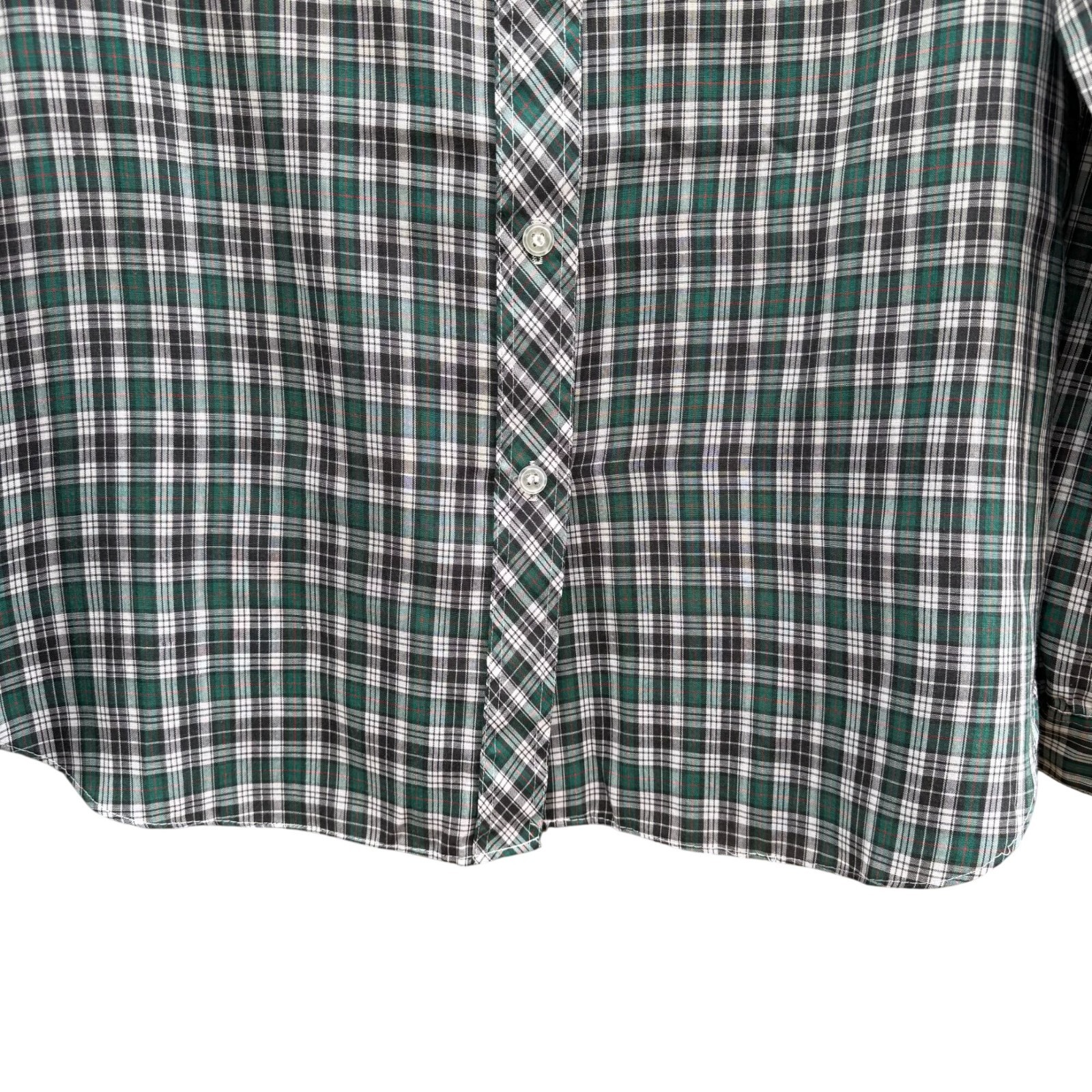 Ship N Shore Vintage 70s Plaid Tartan Long Sleeve Button Down Shirt Green Mens L