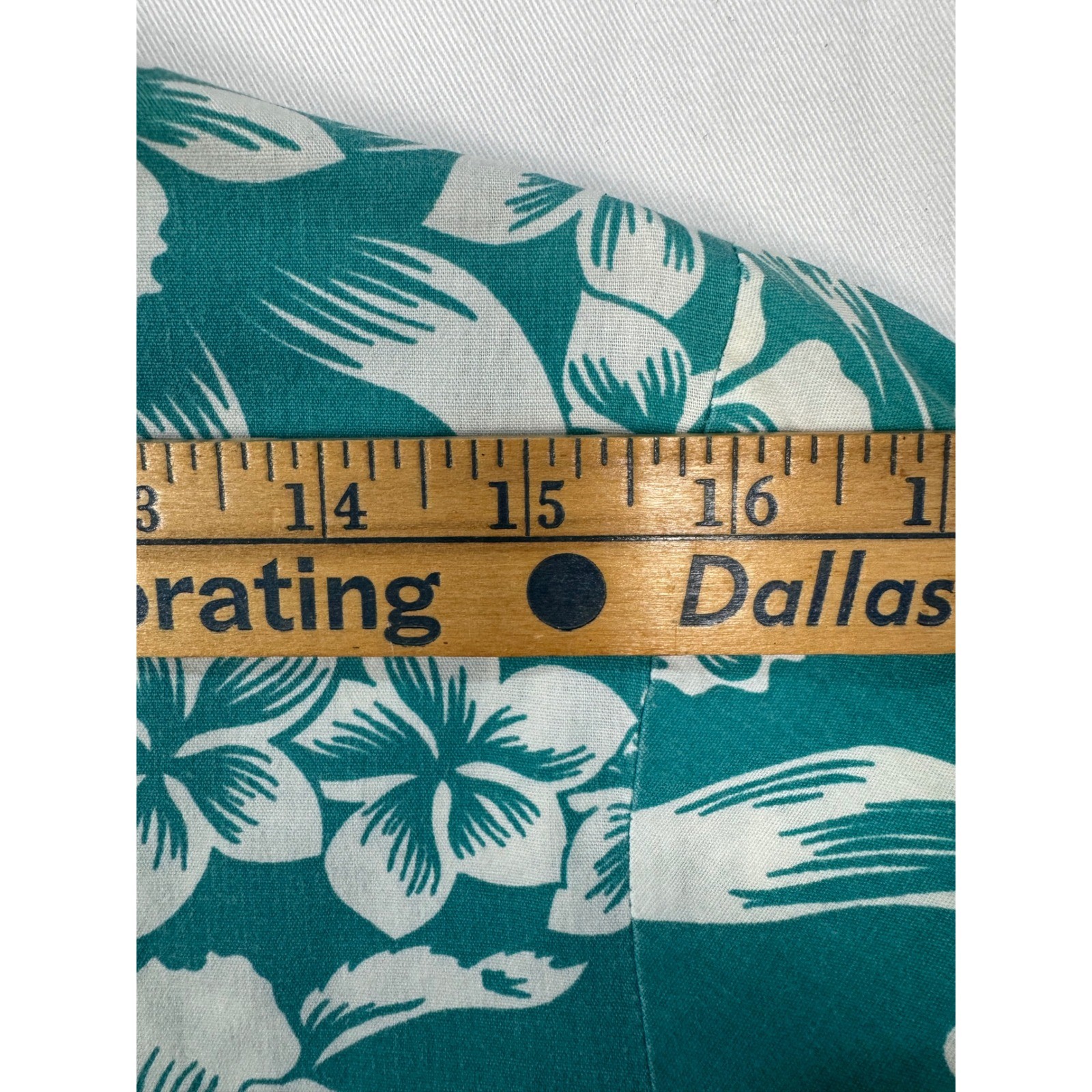 Vintage Cheryl Tiegs Turquoise White Tropical Floral Blouse Made USA Sz 14 M/L