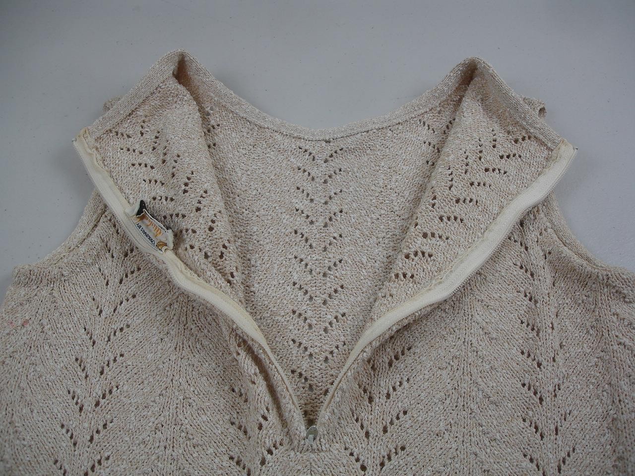 Women’s XS Vtg 1960’s Mister Cig 2-Pc Outfit Sweater Skirt Knit Beige Lime Green