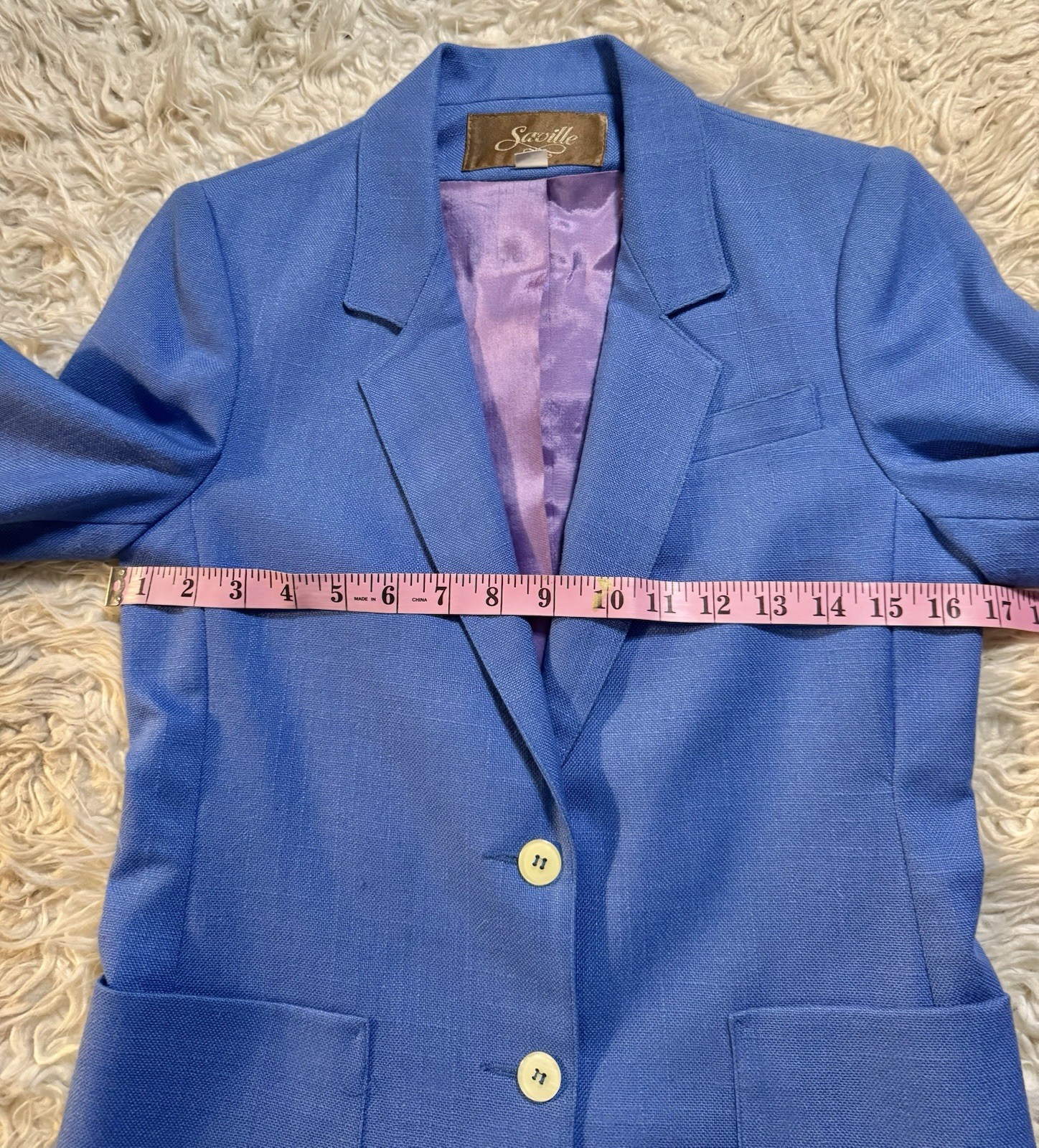 Vtg Saville Blue Blazer Jacket Huge Pockets 6 XS 70s 80s Pearl Buttons Fitted