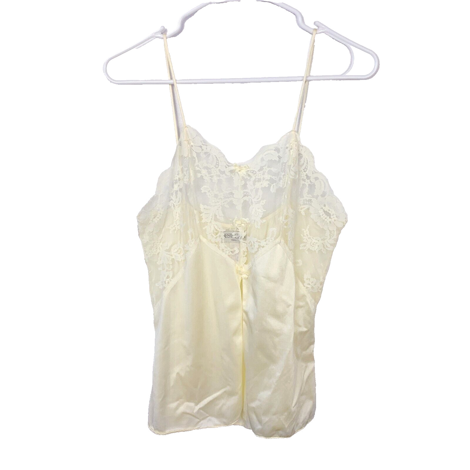 Vintage Bestform Lingerie One Piece Lace Yellow Nightie Shirt Tank Top Small