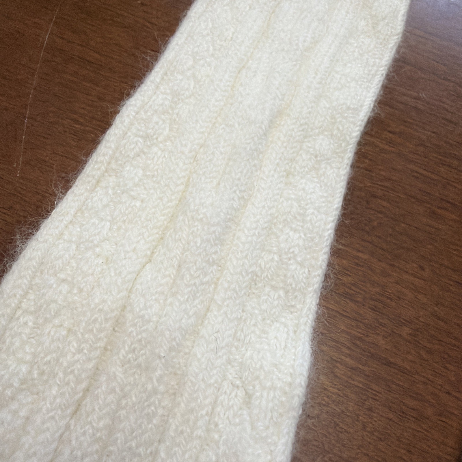 VTG Socks Hosiery 1990s Cable Knit 9-11 20″ Stockings School Girl White 80s NOS