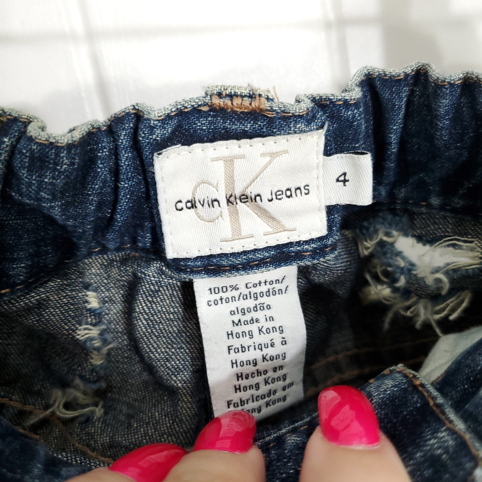 Calvin Klein Shorts Vtg 90s Distressed Destroyed Busted Jean Denim Bermudas Sz 4