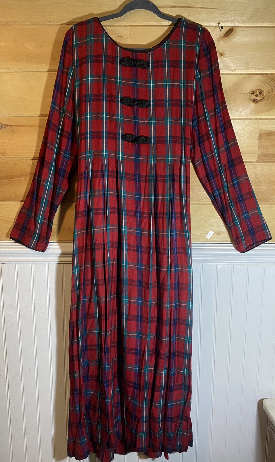 VTG Sarah Elizabeth Red Plaid Maxi Dress 14