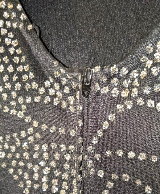 Vtg 1980s Black Sparkle Evening Cocktail Dress Size 8 Shoulder Pads